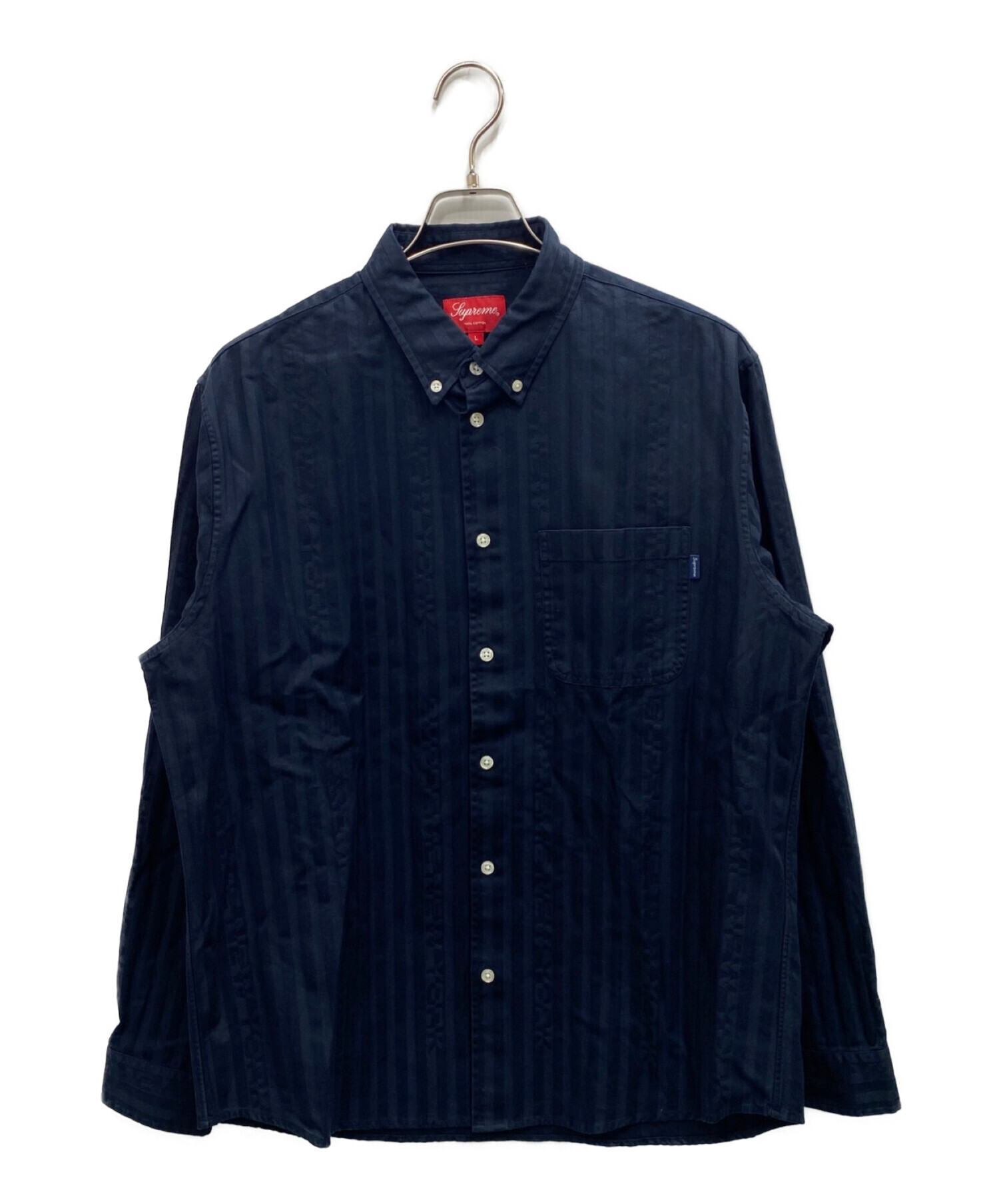 Supreme (シュプリーム) Jacquard Stripe Twill Shirt ネイビー サイズ:L