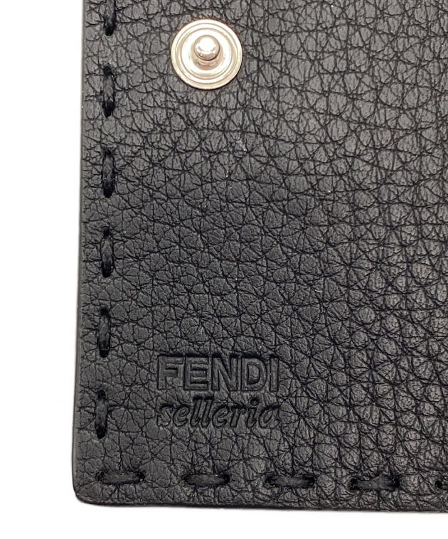 FENDI (フェンディ) ステッチレザーカードケース ブラック