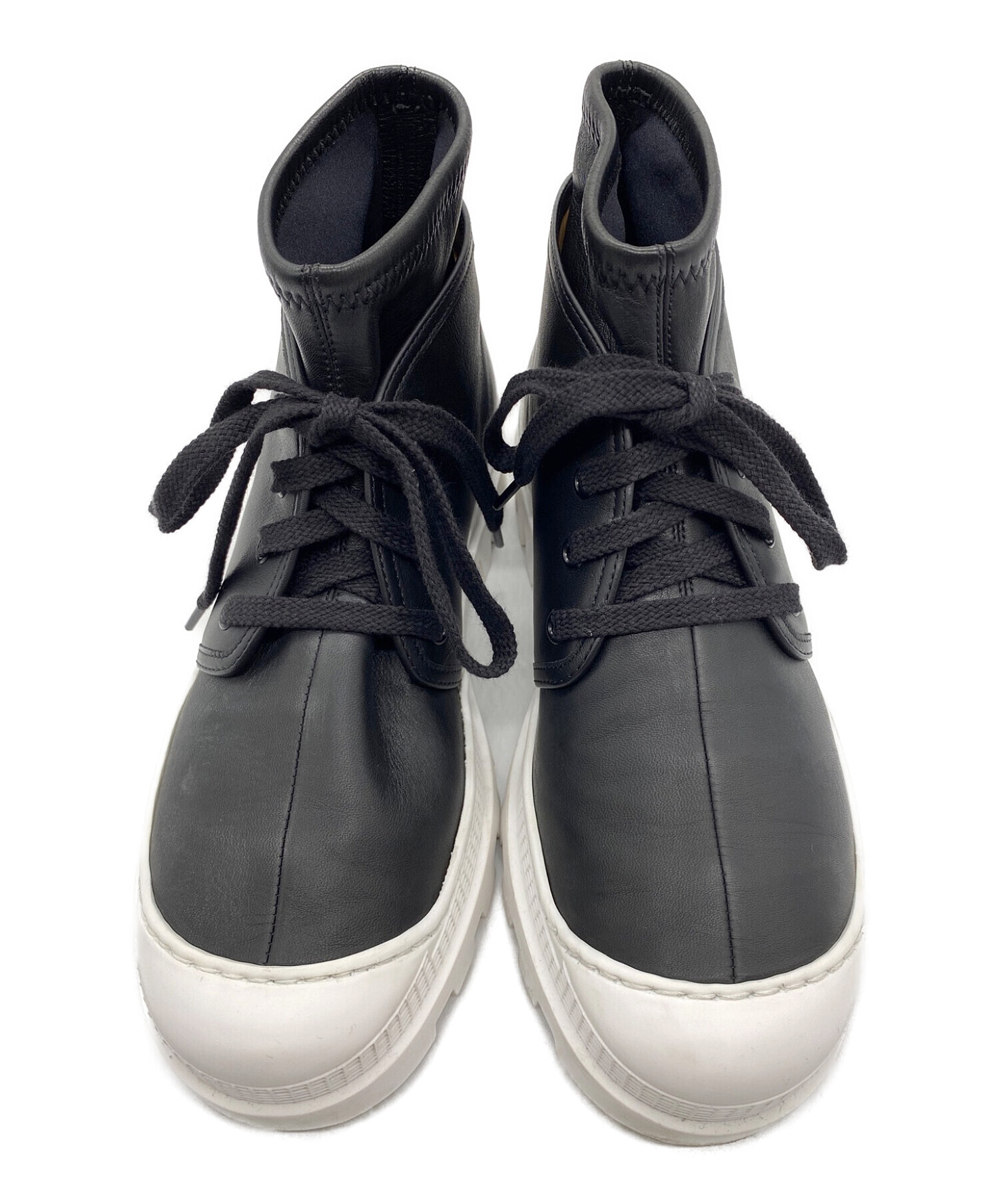 新品/37 LOEWE ロエベ コンバットブーツ ブーツ ブラック × ホワイト付属品保存袋2点箱