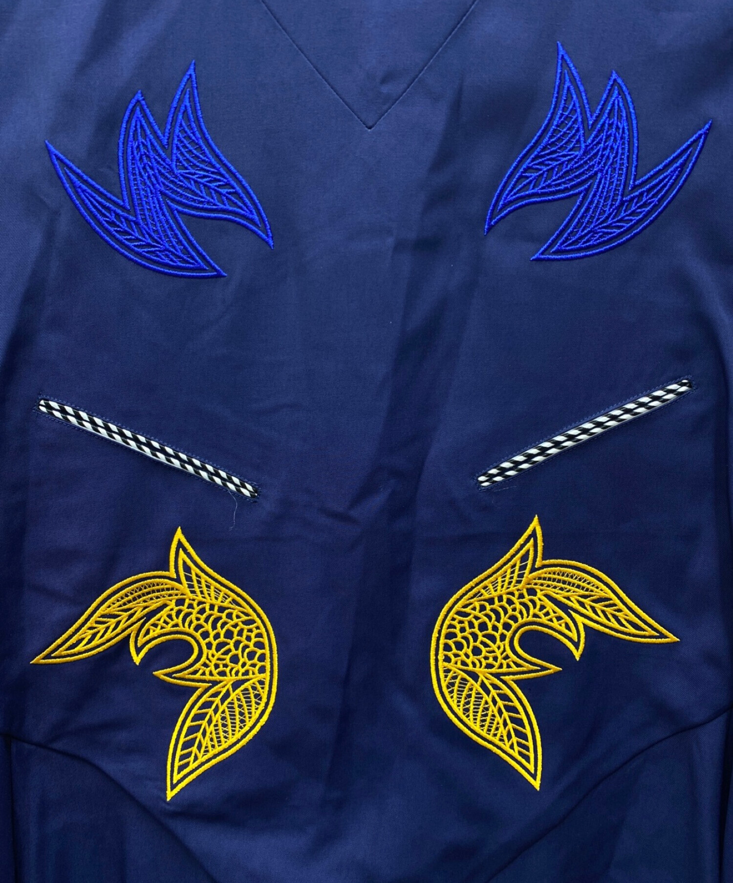 TOGA PULLA (トーガ プルラ) Rayon embroidery racd dress ネイビー サイズ:36