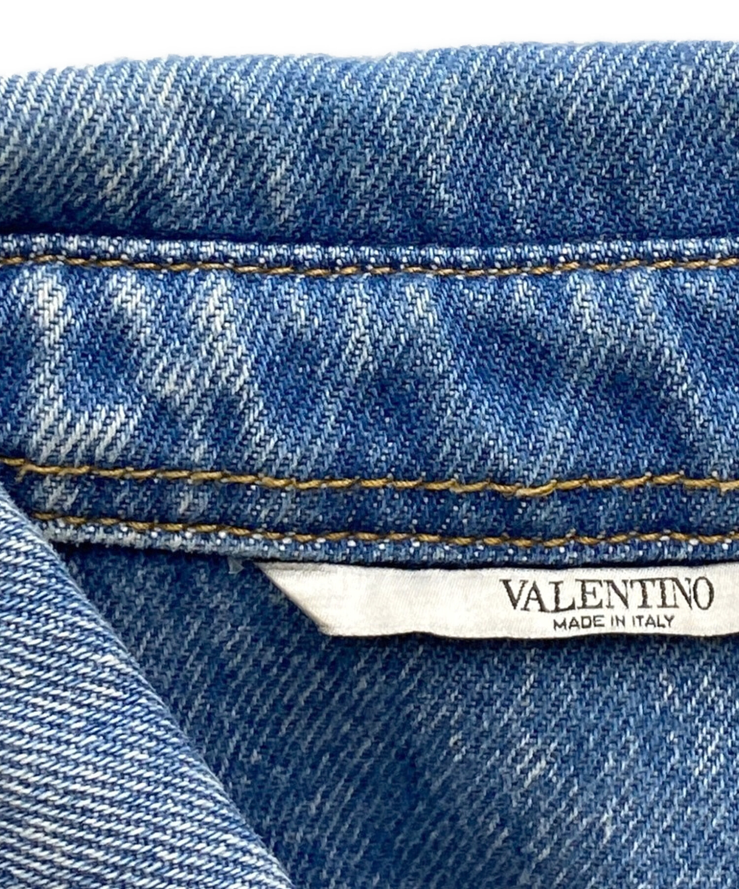 VALENTINO (ヴァレンティノ) フロントパッチデザインデニムシャツ インディゴ サイズ:46