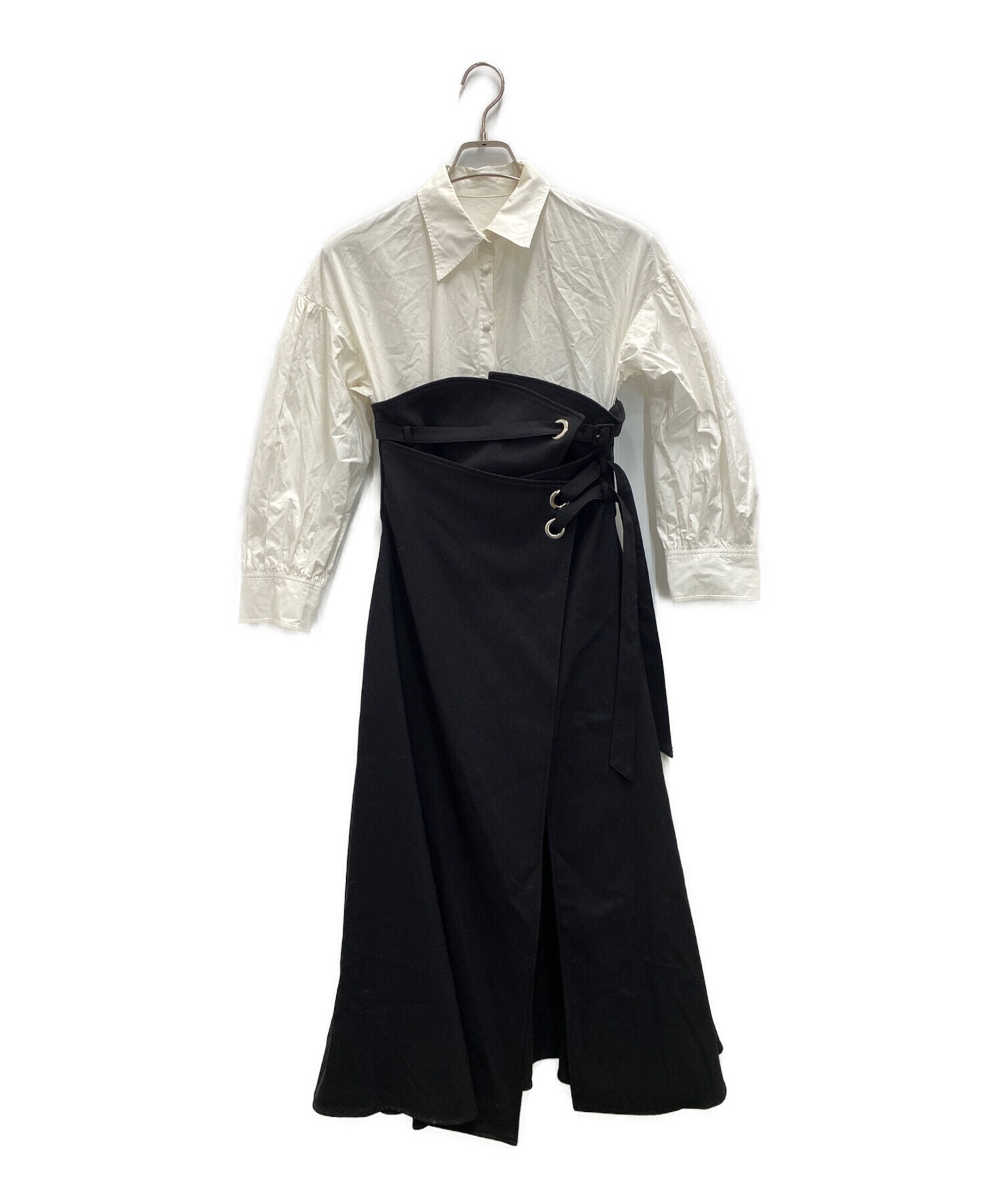 AMERI (アメリ) ミルフィーユシャツドレス ホワイト×ブラック サイズ:S