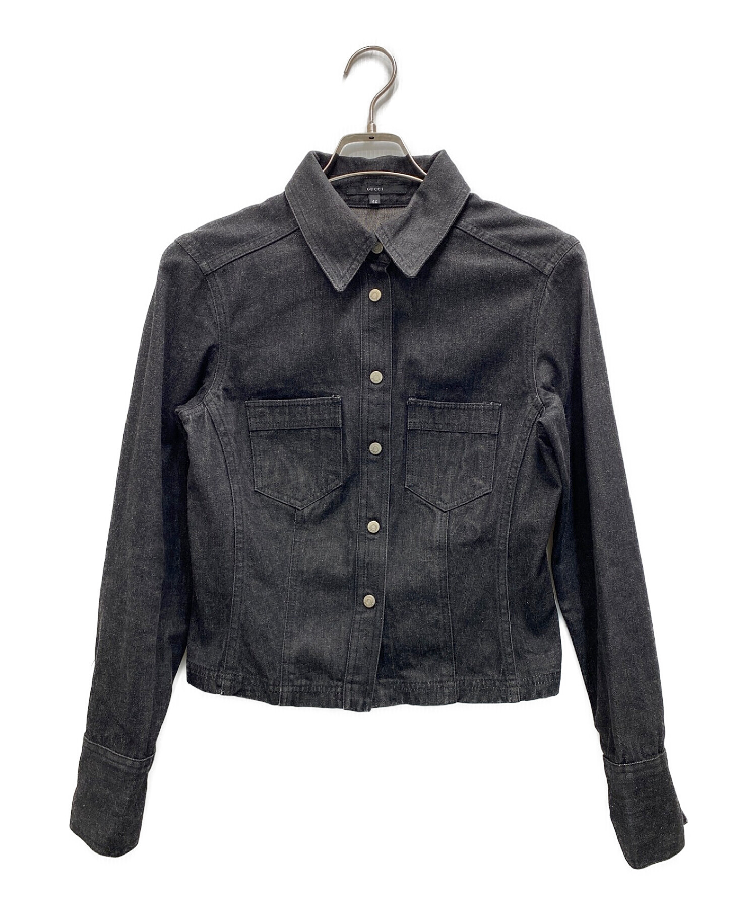 GUCCI (グッチ) デニムシャツジャケット ブラック サイズ:42
