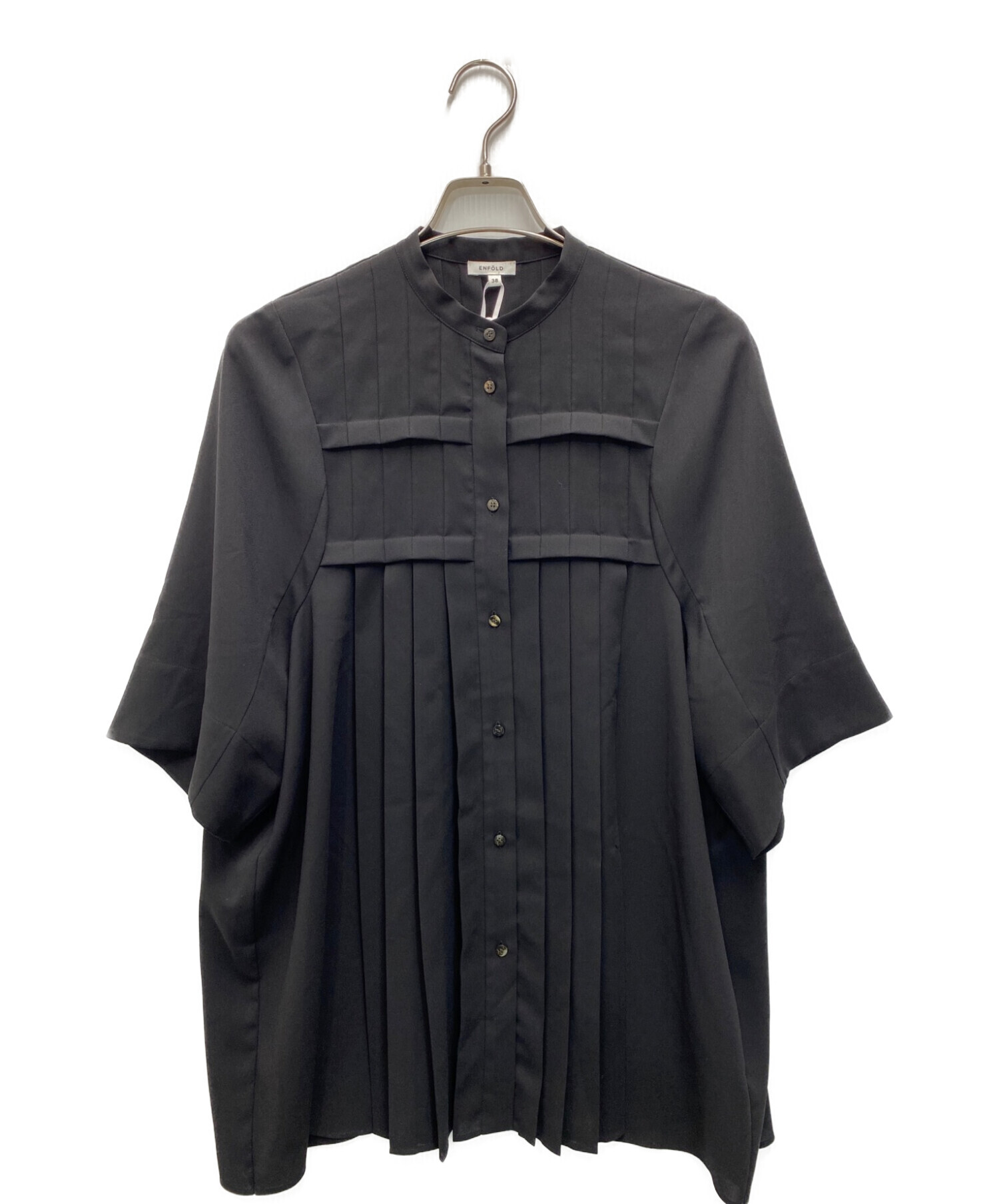 ENFOLD (エンフォルド) PEライトジョーゼット 3/4 Sleeve SH/シャツ ブラック サイズ:38