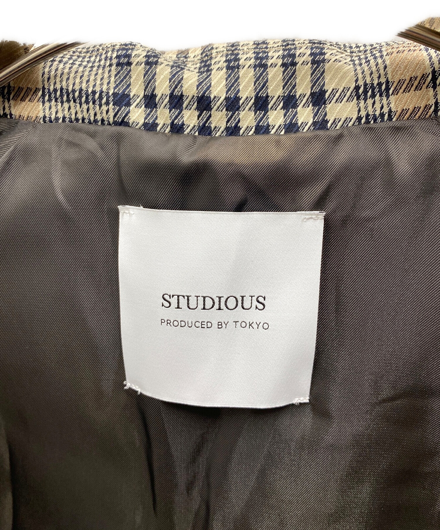 中古・古着通販】STUDIOUS (ステュディオス) ツイルチェック プリーツコンビコート グレー サイズ:1｜ブランド・古着通販  トレファク公式【TREFAC FASHION】スマホサイト