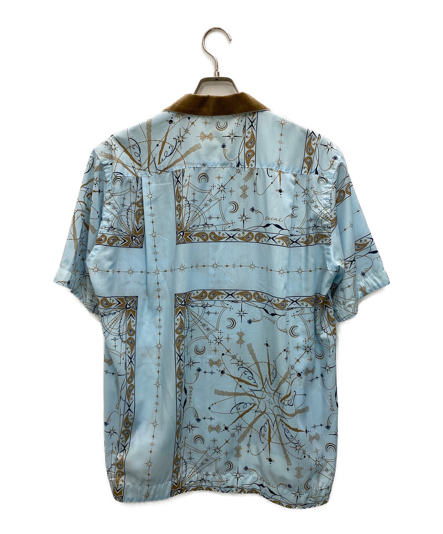 袖54cm美品・・バーバリープローサム・ロンドンマップ　プリント　シルクシャツ　M〜L