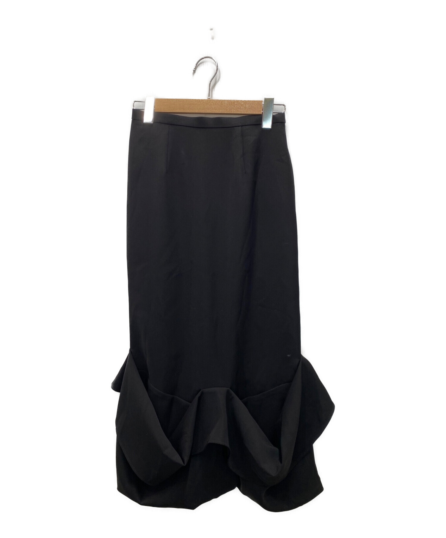 ENFOLD (エンフォルド) タックドレープヘムスカート ブラック サイズ:36