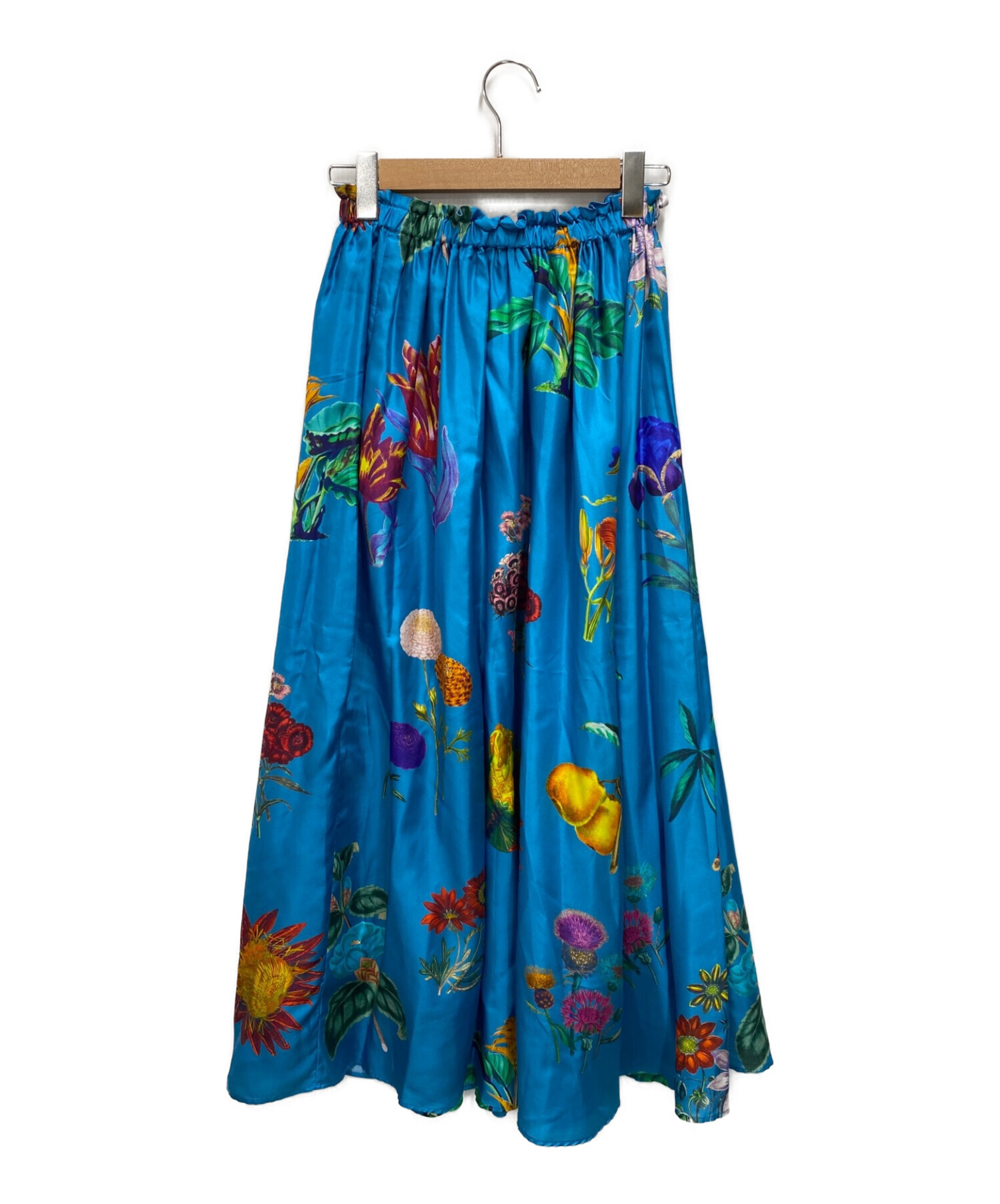 CABAN (キャバン) シルク IBIZAプリントロングスカート ブルー サイズ:Free