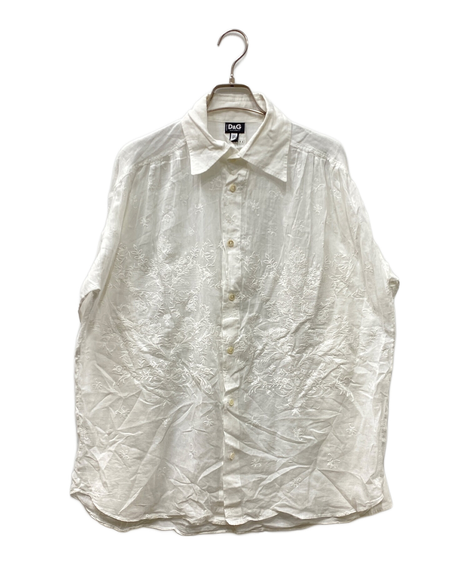 DOLCE & GABBANA (ドルチェ＆ガッバーナ) 刺繍デザインシャツ ホワイト サイズ:32/46