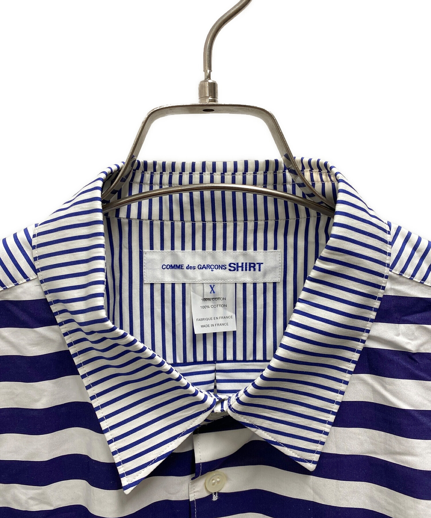 COMME des GARCONS SHIRT (コムデギャルソンシャツ) フォーエバーマルチストライプシャツ ホワイト×ブルー サイズ:XL