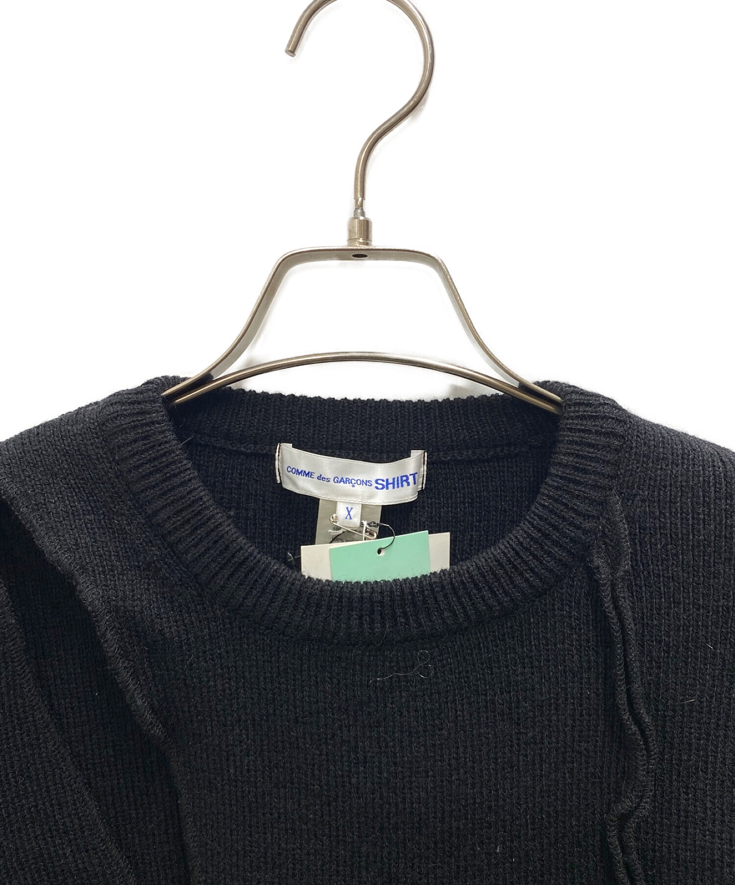 COMME des GARCONS SHIRT (コムデギャルソンシャツ) カッティングデザインニットセーター ブラック サイズ:x