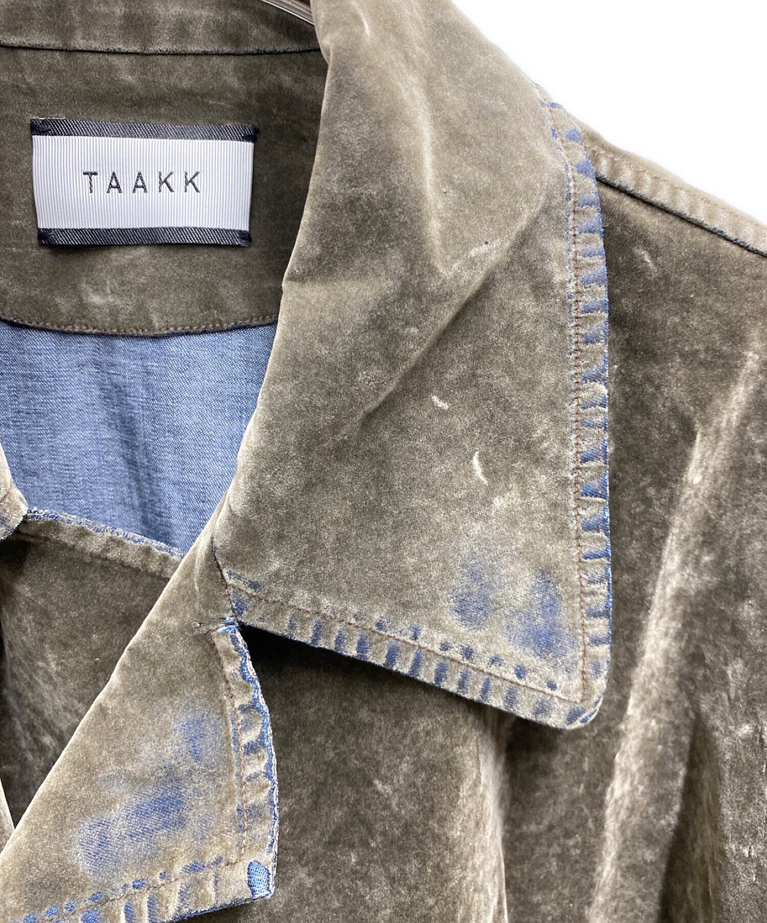 中古・古着通販】TAAKK (ターク) VELVET DENIM COAT ヴェルベット デニムコート オリーブ サイズ:2｜ブランド・古着通販  トレファク公式【TREFAC FASHION】スマホサイト