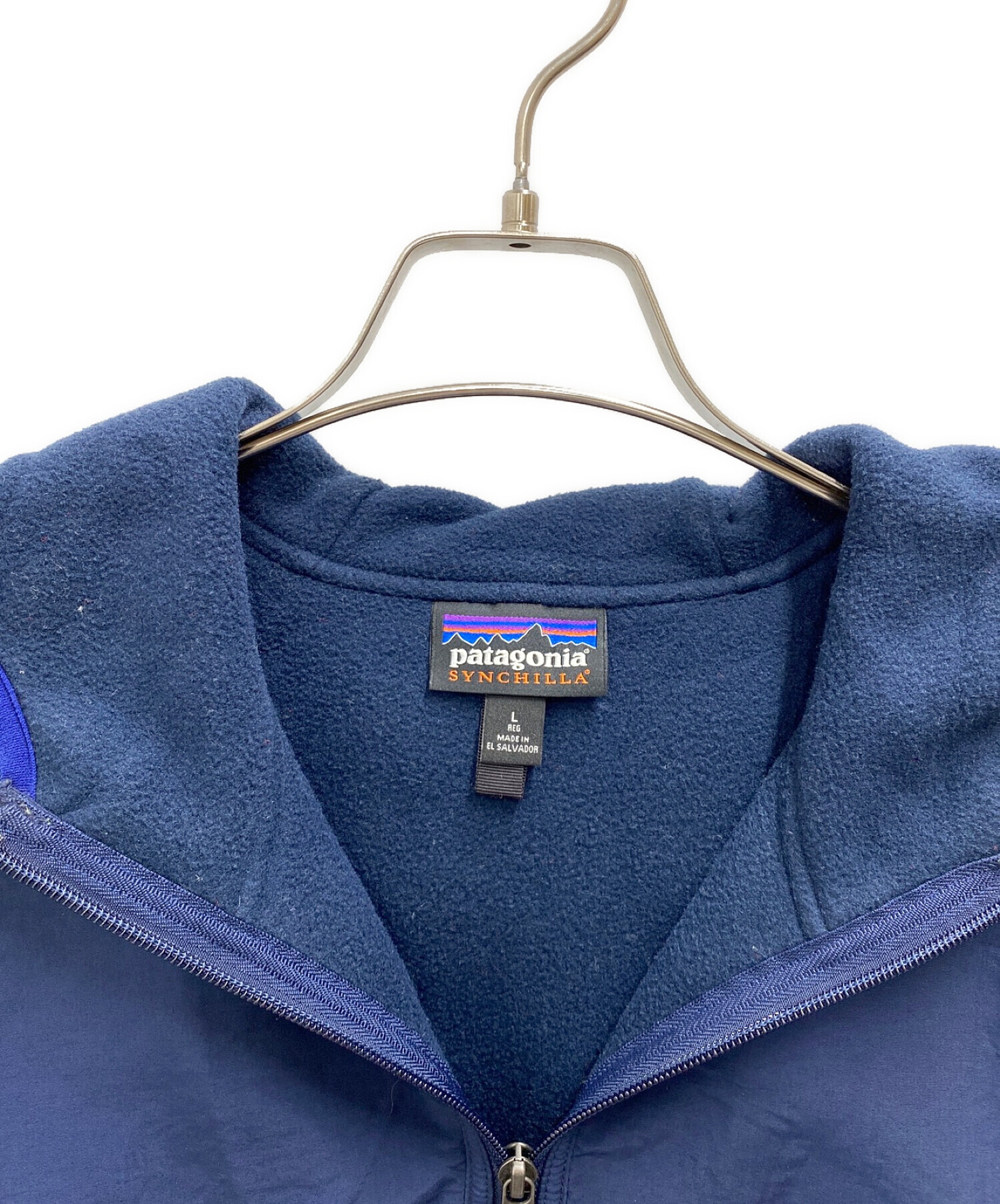 Patagonia (パタゴニア) SHELLED SYNCHILLA SNAP-T HOODY ネイビー×レッド サイズ:L