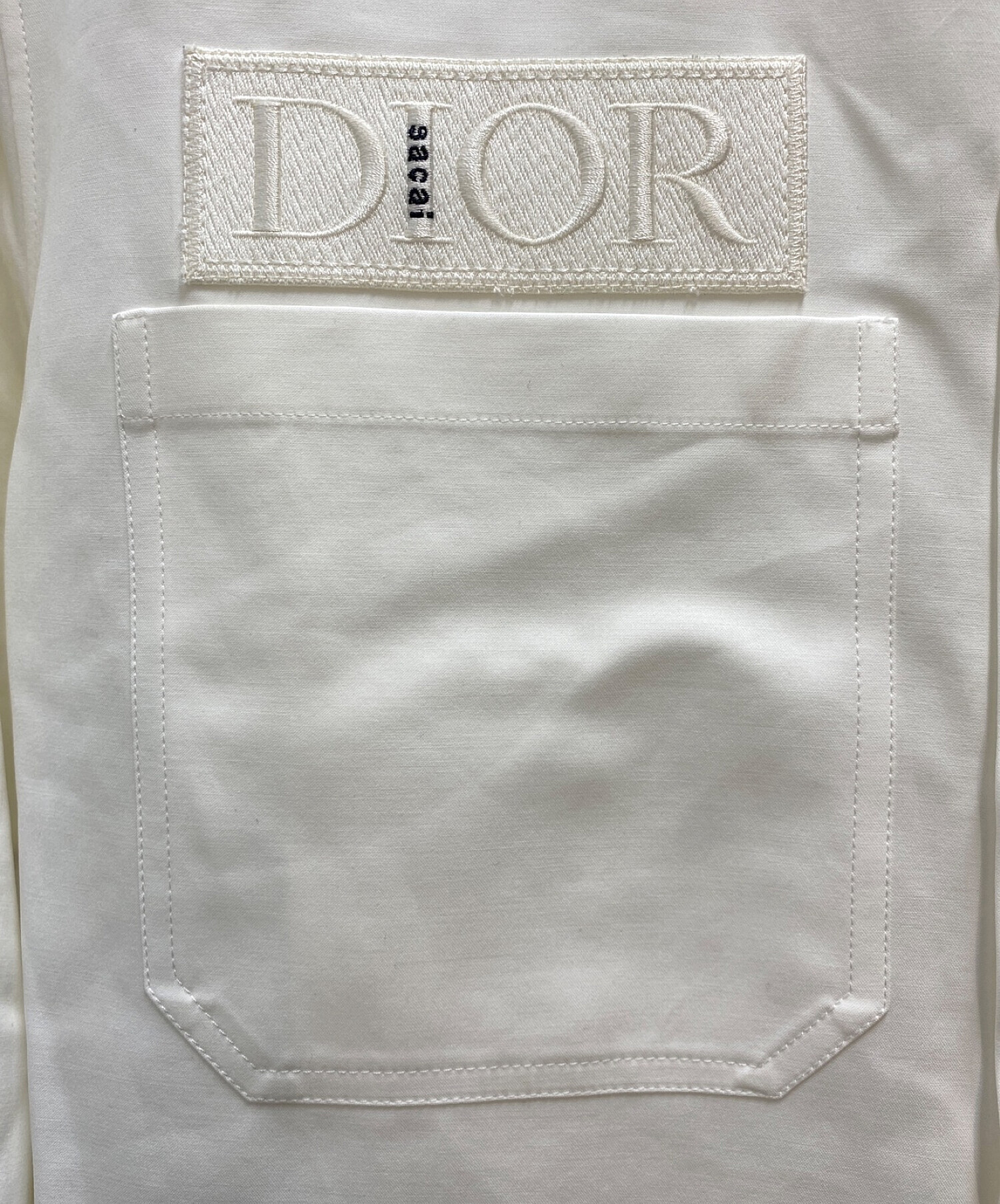 Dior (ディオール) sacai (サカイ) オーバーサイズ切替シャツ ホワイト サイズ:41