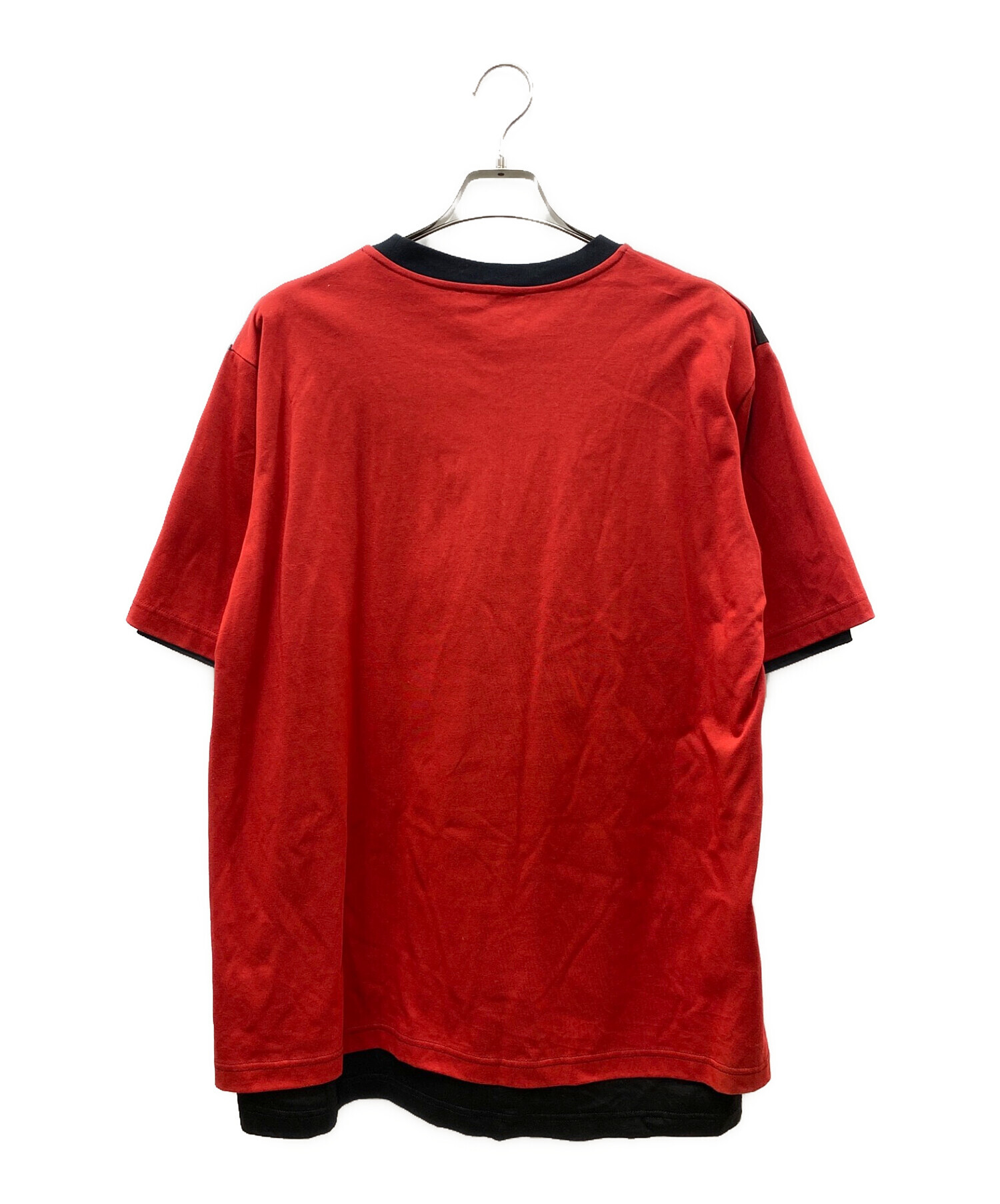 TAAKK (ターク) レイヤードプリントTシャツ レッド×ブラック サイズ:2