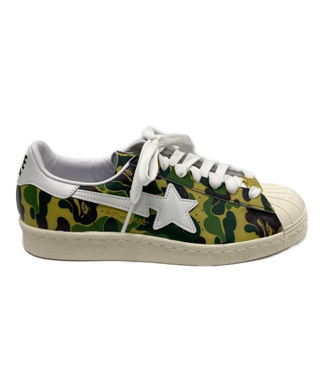 adidas (アディダス) BAPE BY A BATHING APE (ベイプバイアベイシングエイプ) コラボローカットスニーカー  グリーン×ホワイト サイズ:25