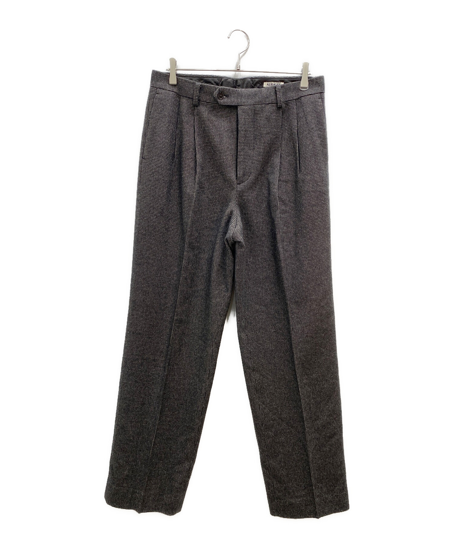 AURALEE (オーラリー) Organic Cotton Cashmere Wool Tweed Two-Tuck Slacks ブラック×グレー  サイズ:5