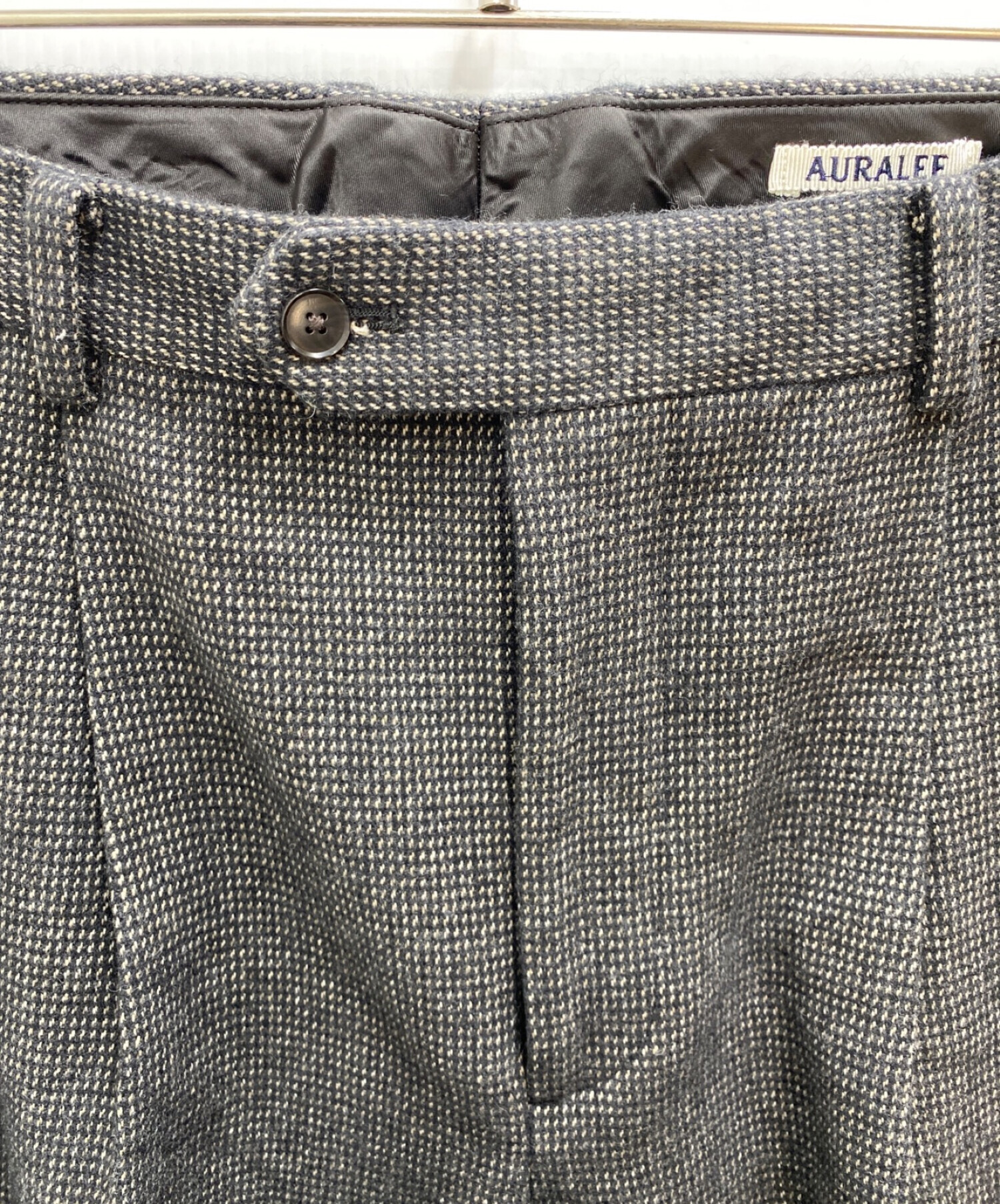 AURALEE (オーラリー) Organic Cotton Cashmere Wool Tweed Two-Tuck Slacks ブラック×グレー  サイズ:5