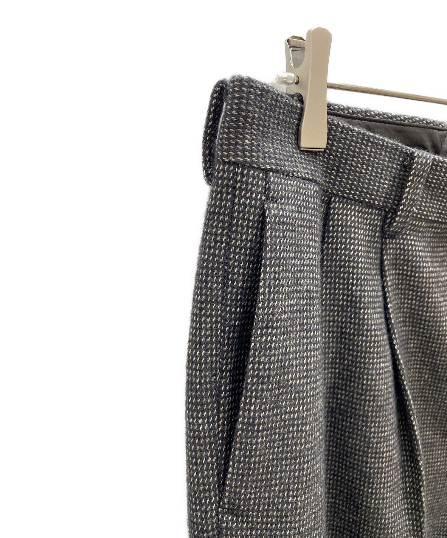 AURALEE (オーラリー) Organic Cotton Cashmere Wool Tweed Two-Tuck Slacks ブラック×グレー  サイズ:5