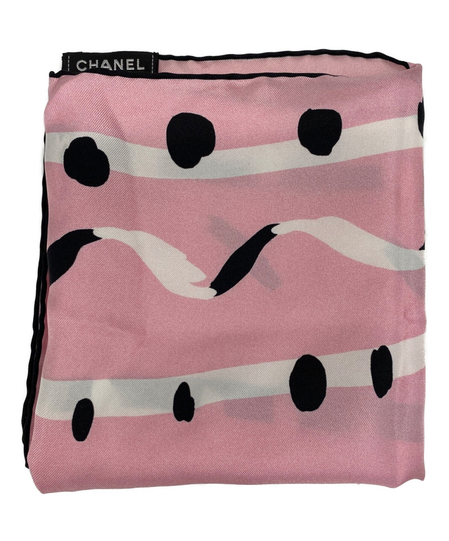 CHANEL シャネル スカーフ シルク ドット柄 ピンク タグありけろほーむ 