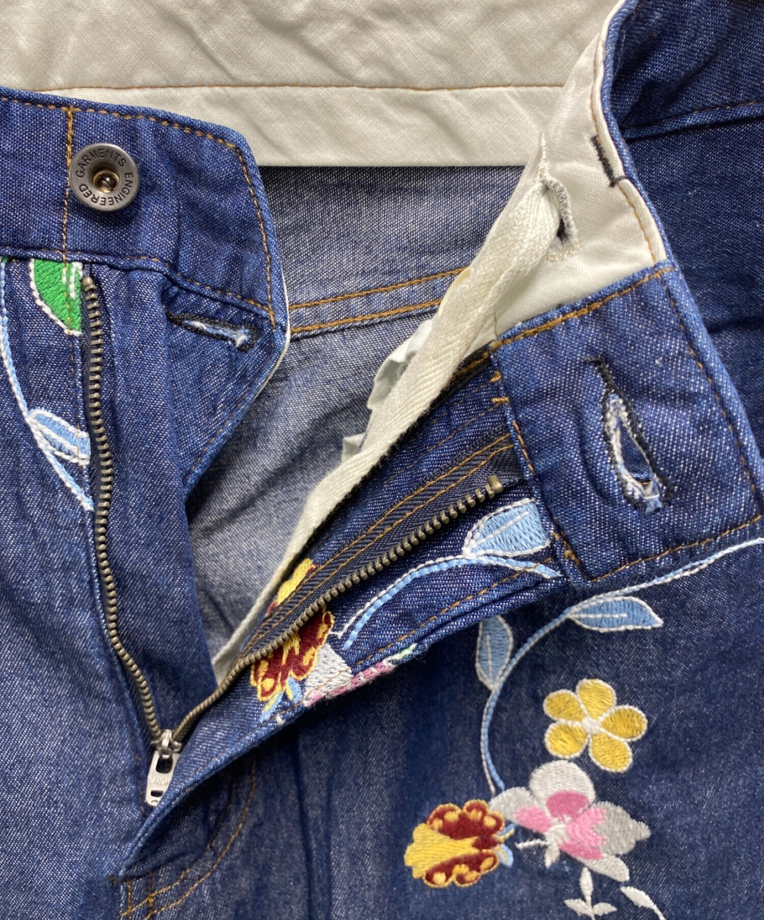 Engineered Garments (エンジニアド ガーメンツ) Denim Floral Embroidery ワークパンツ インディゴ  サイズ:Ｍ