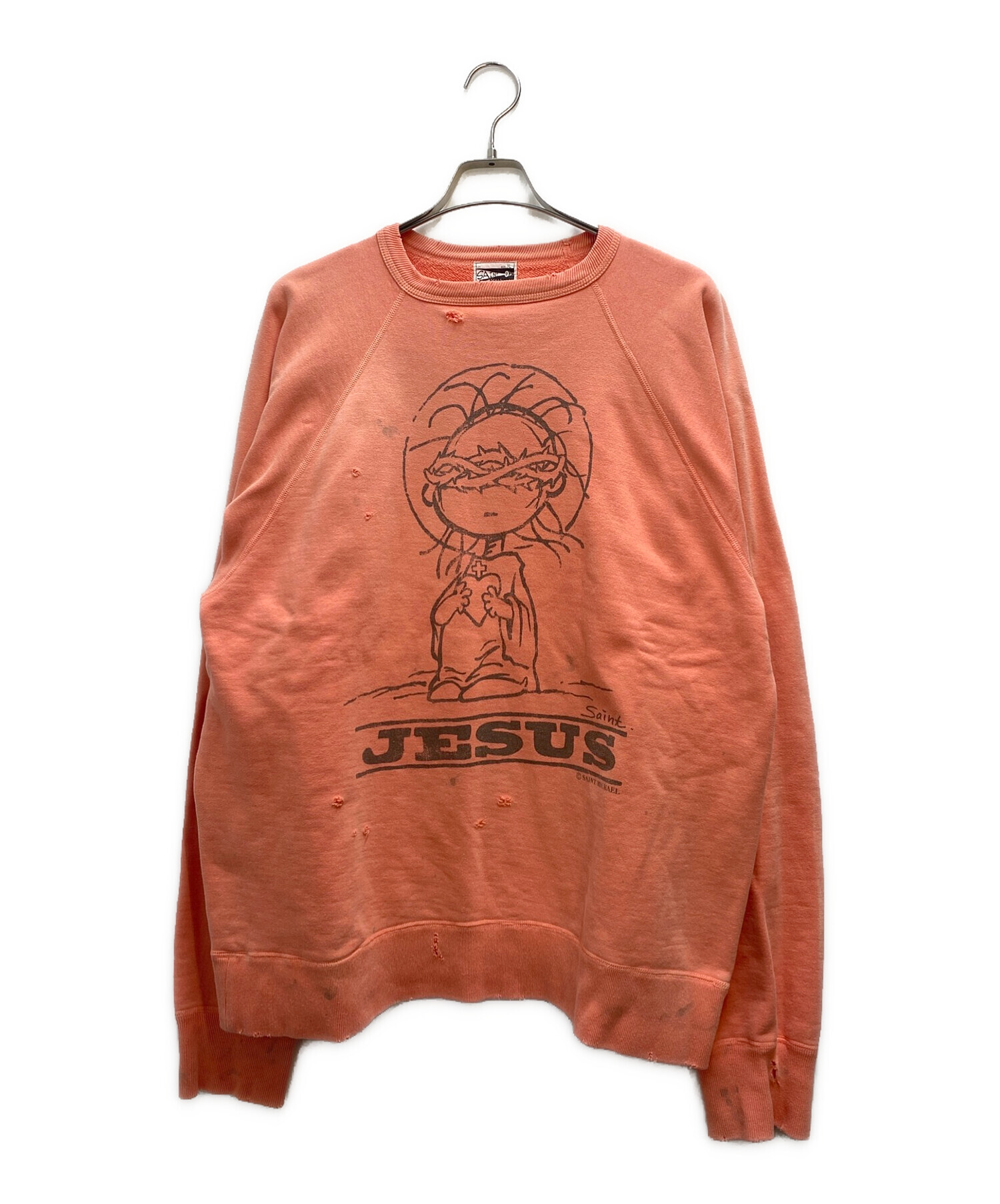 SAINT MICHAEL (セントマイケル) Raglan Sweat Shirt ピンク サイズ:XL