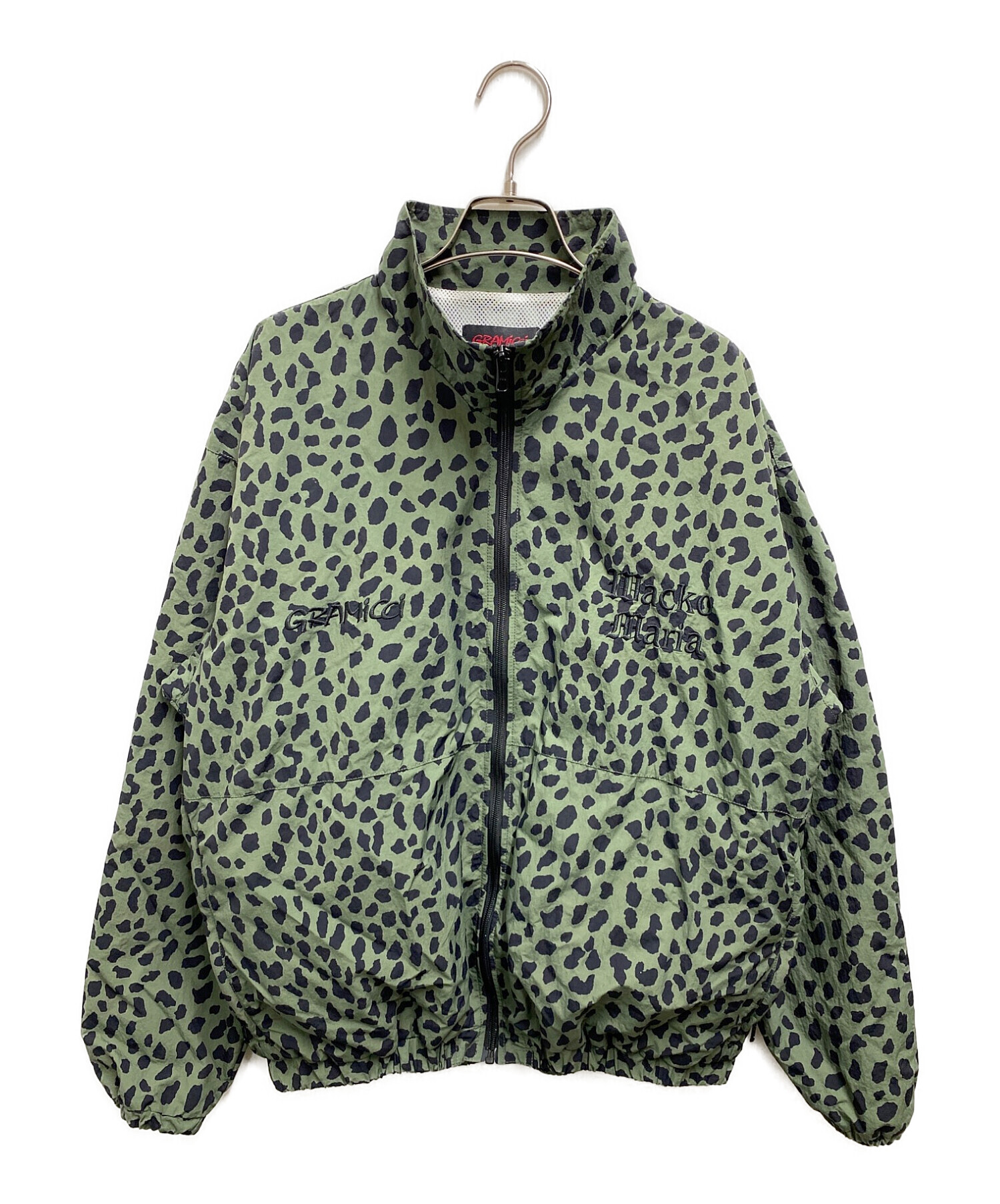 GRAMICCI (グラミチ) WACKO MARIA (ワコマリア) レオパードトラックジャケット ブラック×グリーン サイズ:S
