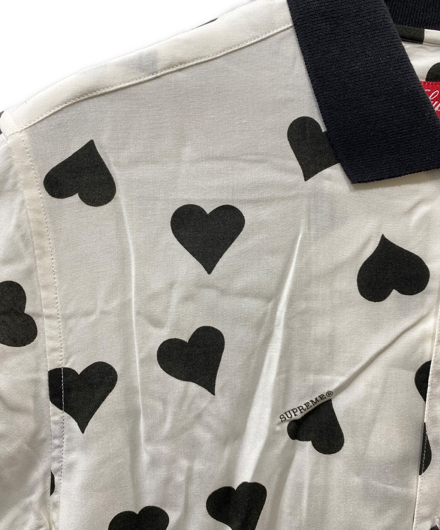 SUPREME (シュプリーム) Hearts Rayon Shirt ブラック×ホワイト サイズ:M