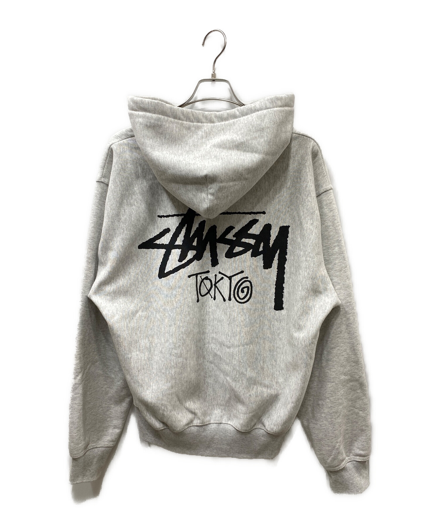 stussy (ステューシー) プリントジップパーカー グレー サイズ:L