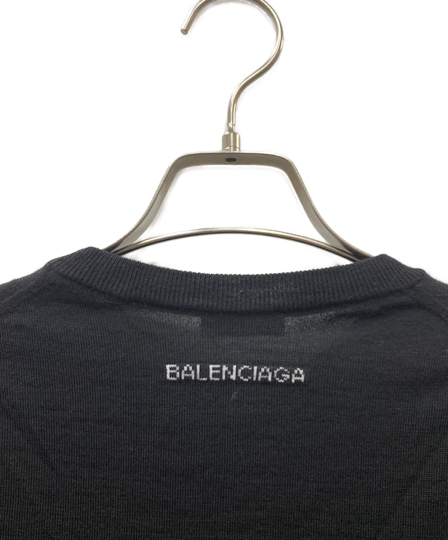 BALENCIAGA (バレンシアガ) ロゴエンブロイダリーニット ブラック サイズ:L