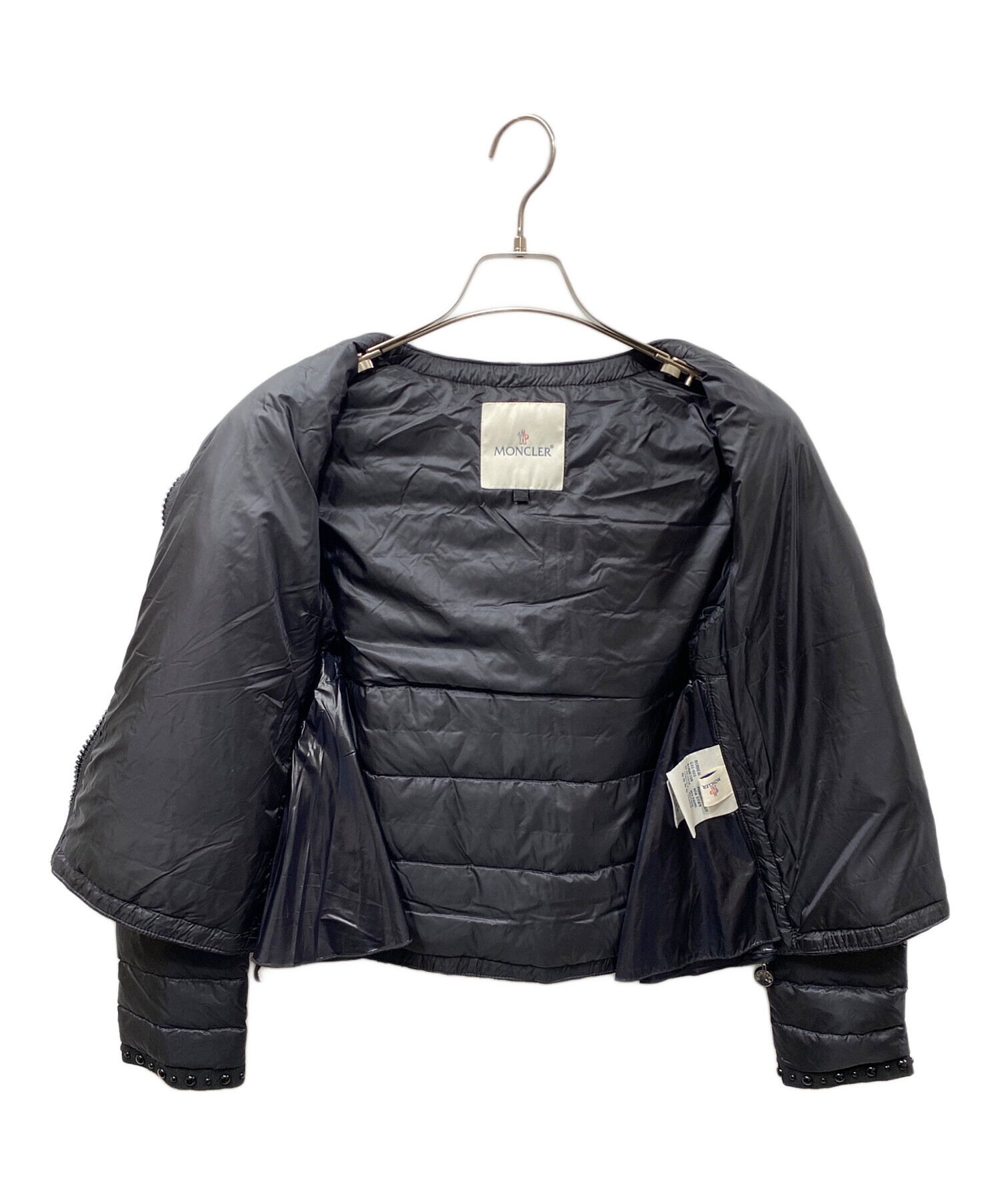 MONCLER (モンクレール) sacai (サカイ) スタッズ2WAY ダウンジャケット ブラック サイズ:SIZE0