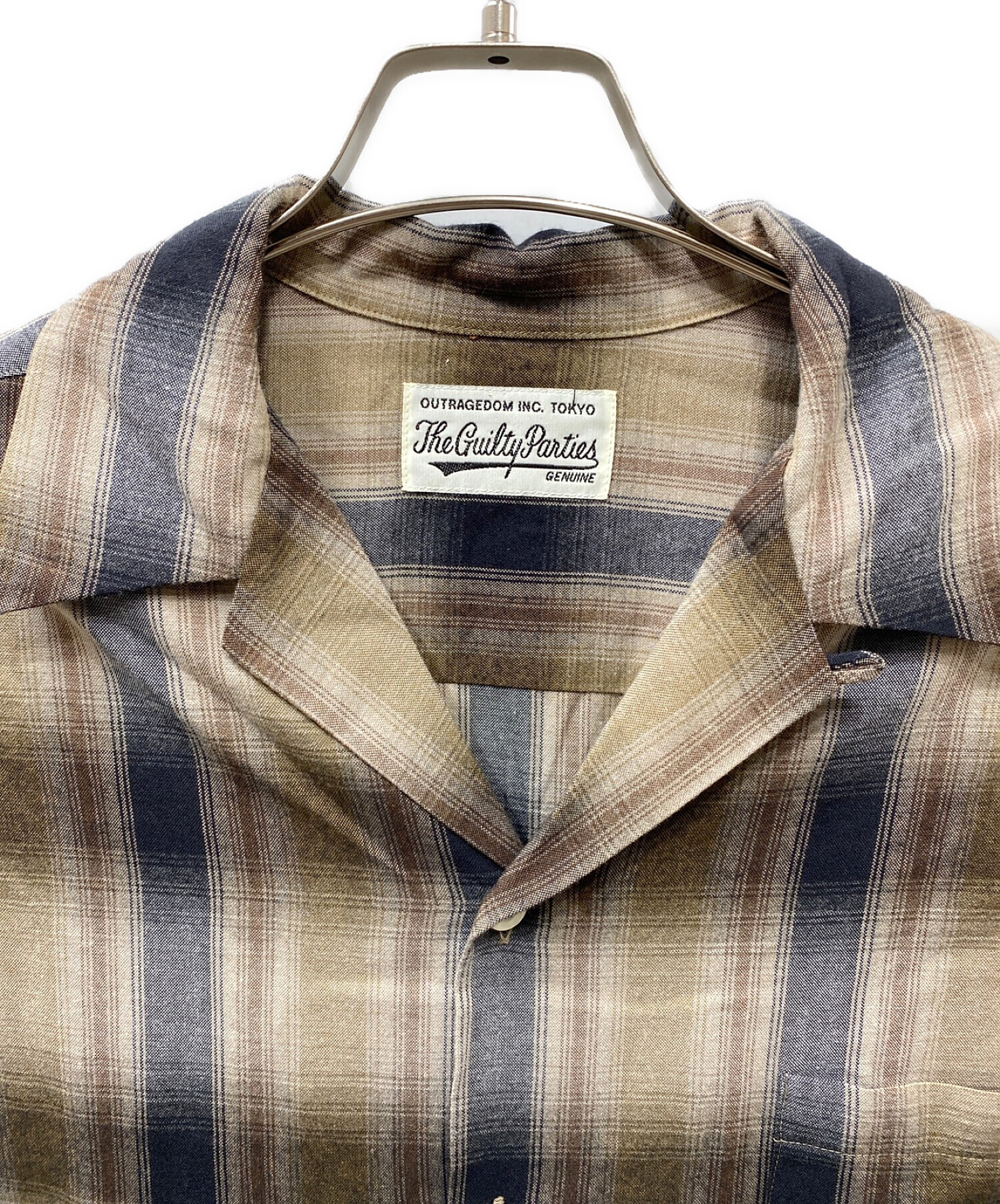 中古・古着通販】WACKO MARIA (ワコマリア) OMBRE CHECK OPEN COLLAR SHIRT L/S TYPE-4  ブラウン×ブラック サイズ:XL｜ブランド・古着通販 トレファク公式【TREFAC FASHION】スマホサイト