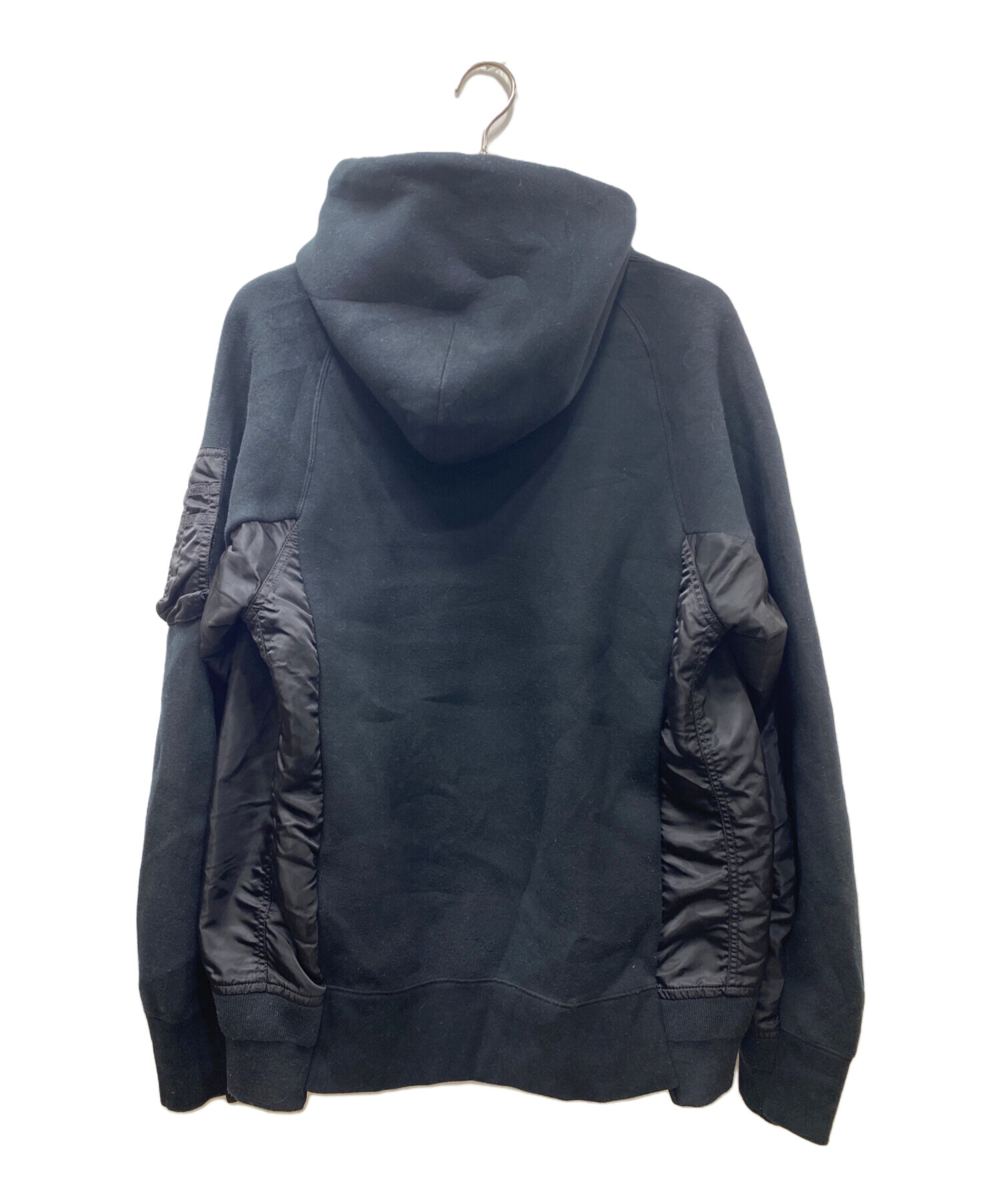 sacai (サカイ) Sponge SWEAT X NYLON TWILL Hoodie ブラック サイズ:4