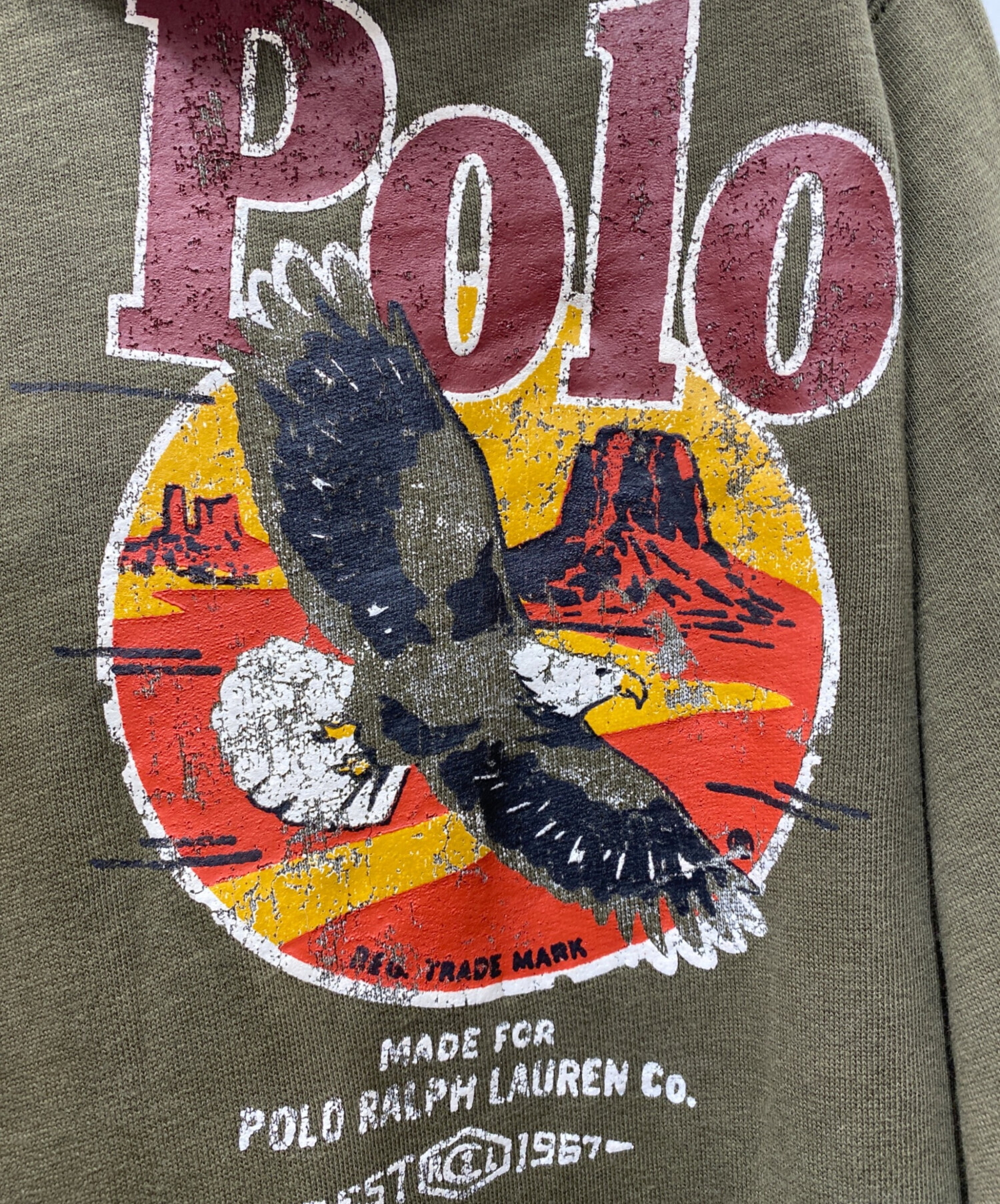 中古・古着通販】POLO RALPH LAUREN (ポロ・ラルフローレン) 後付けフード総柄パーカー オリーブ×グレー  サイズ:L｜ブランド・古着通販 トレファク公式【TREFAC FASHION】スマホサイト