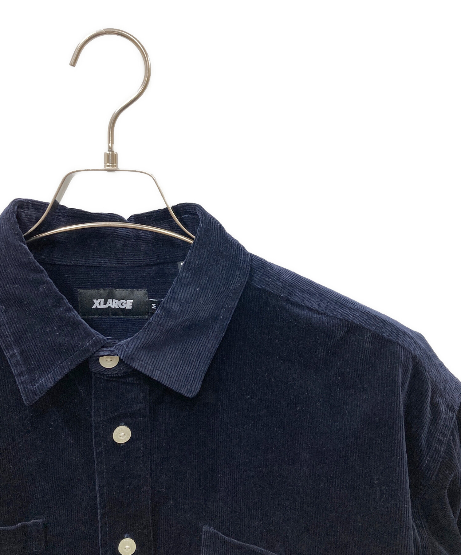 X-LARGE (エクストララージ) OLD ENGILISH LOGO CORDUROY SHIRT コーデュロイシャツ ネイビー サイズ:M