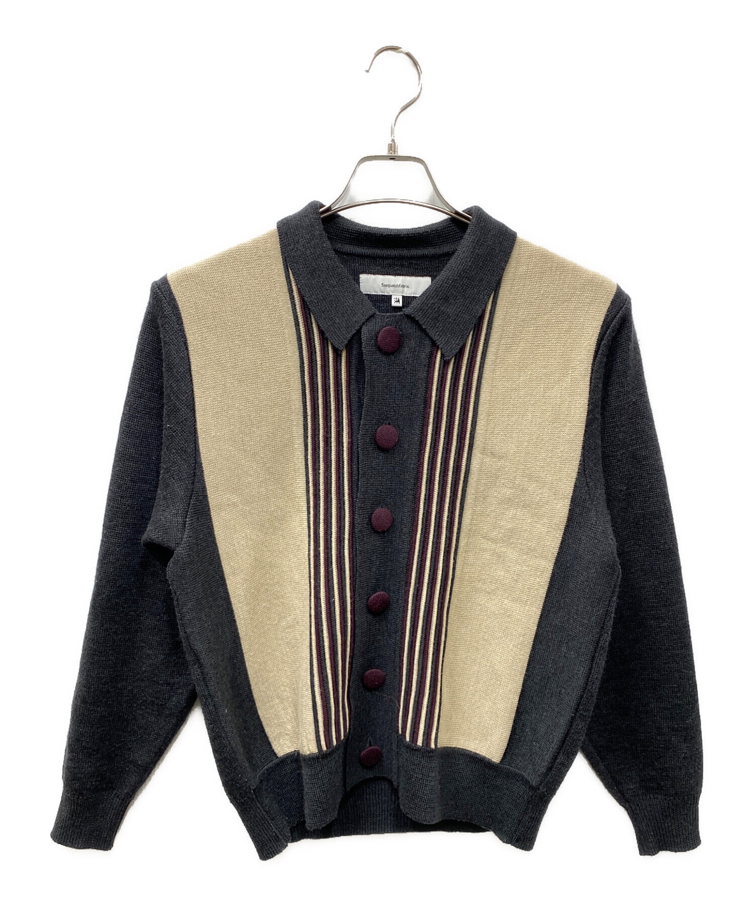 中古・古着通販】SASQUATCHfabrix. (サスクワッチファブリックス) RETRO CARDIGAN ベージュ×グレー  サイズ:S｜ブランド・古着通販 トレファク公式【TREFAC FASHION】スマホサイト