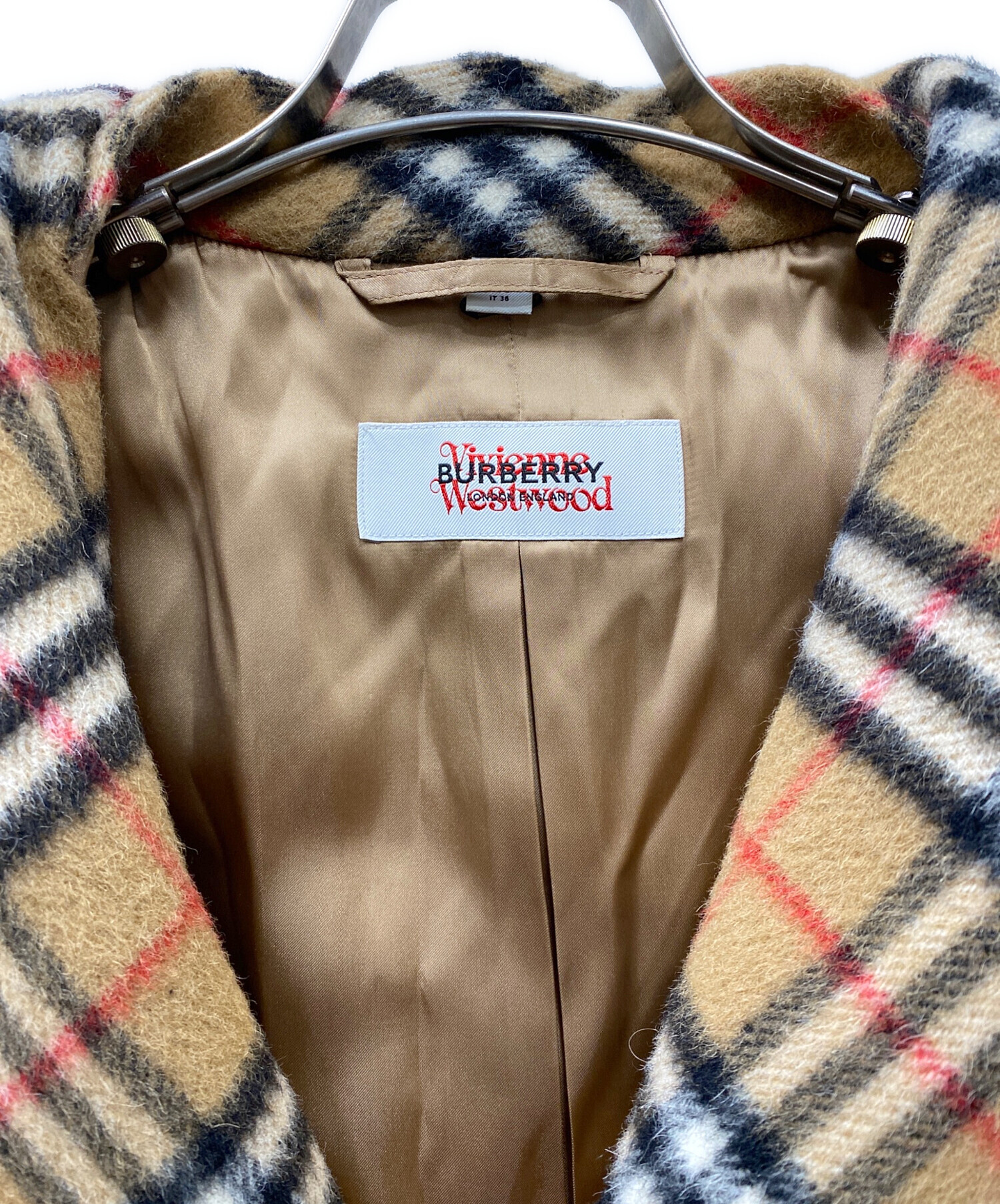 Vivienne Westwood (ヴィヴィアンウエストウッド) BURBERRY (バーバリー) 別注ノバチェック柄ウールジャケット ブラウン  サイズ:UK4