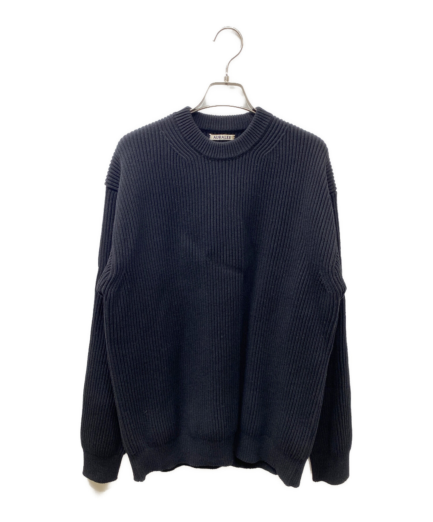 中古・古着通販】AURALEE (オーラリー) SUPER FINE WOOL RIB KNIT BIG P/O ニット ブラック  サイズ:5｜ブランド・古着通販 トレファク公式【TREFAC FASHION】スマホサイト