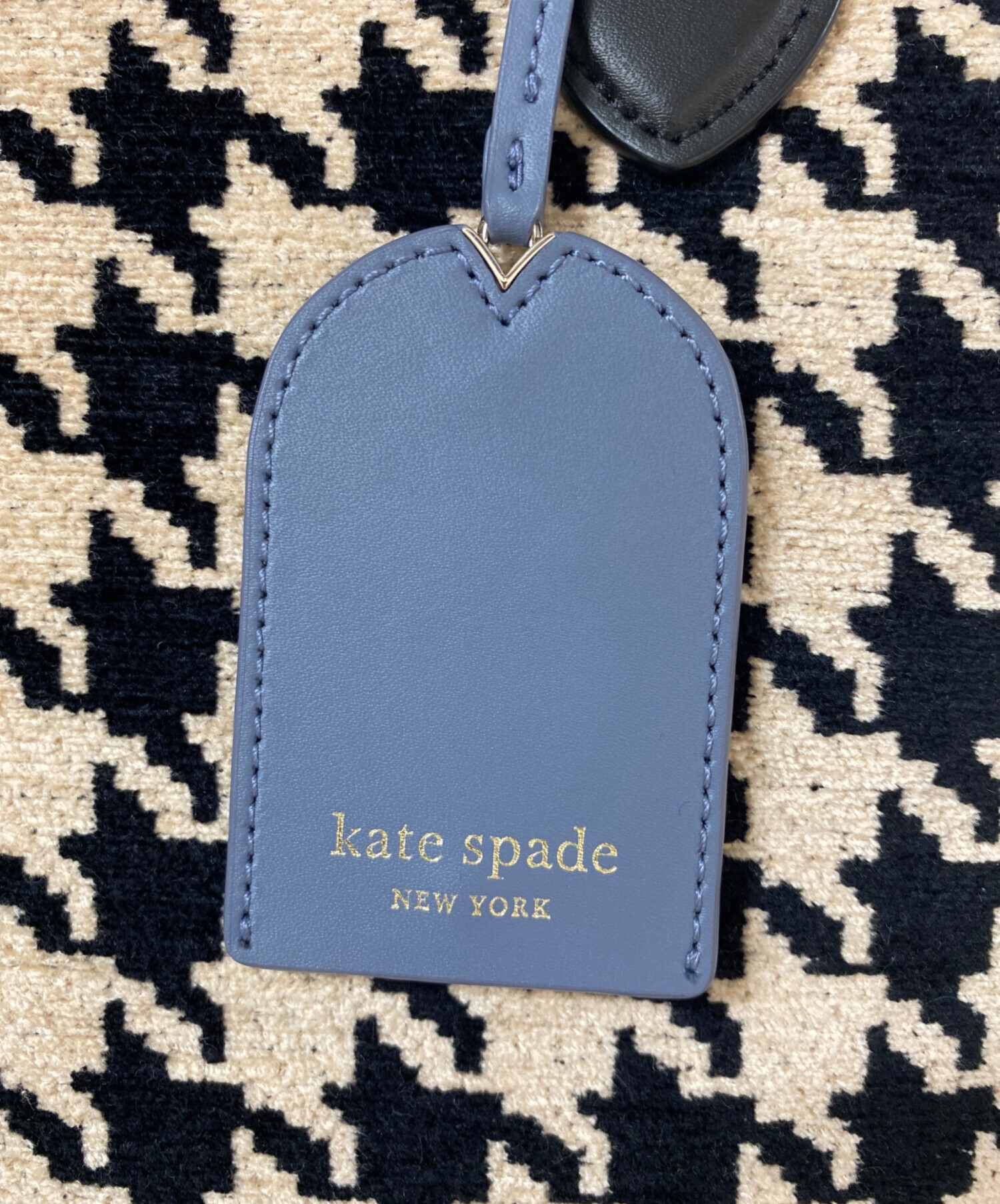 Kate Spade (ケイトスペード) マンハッタン ハウンドトゥース ツイード ラージ トート 千鳥格子ツイードトートバッグ ホワイト×ブラック