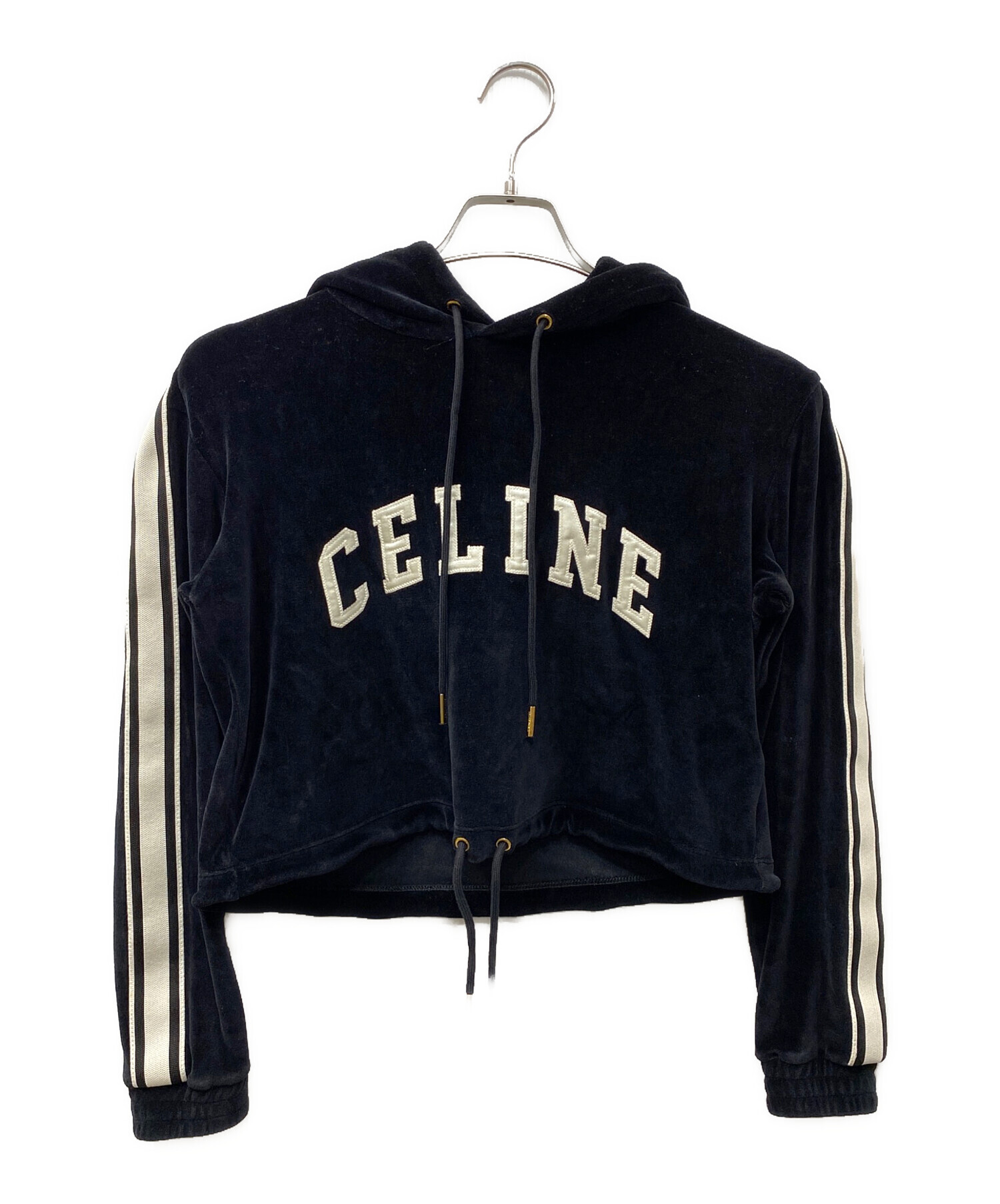 中古・古着通販】CELINE (セリーヌ) ベルベット ロゴプルオーバーパーカー ブラック サイズ:XS｜ブランド・古着通販  トレファク公式【TREFAC FASHION】スマホサイト