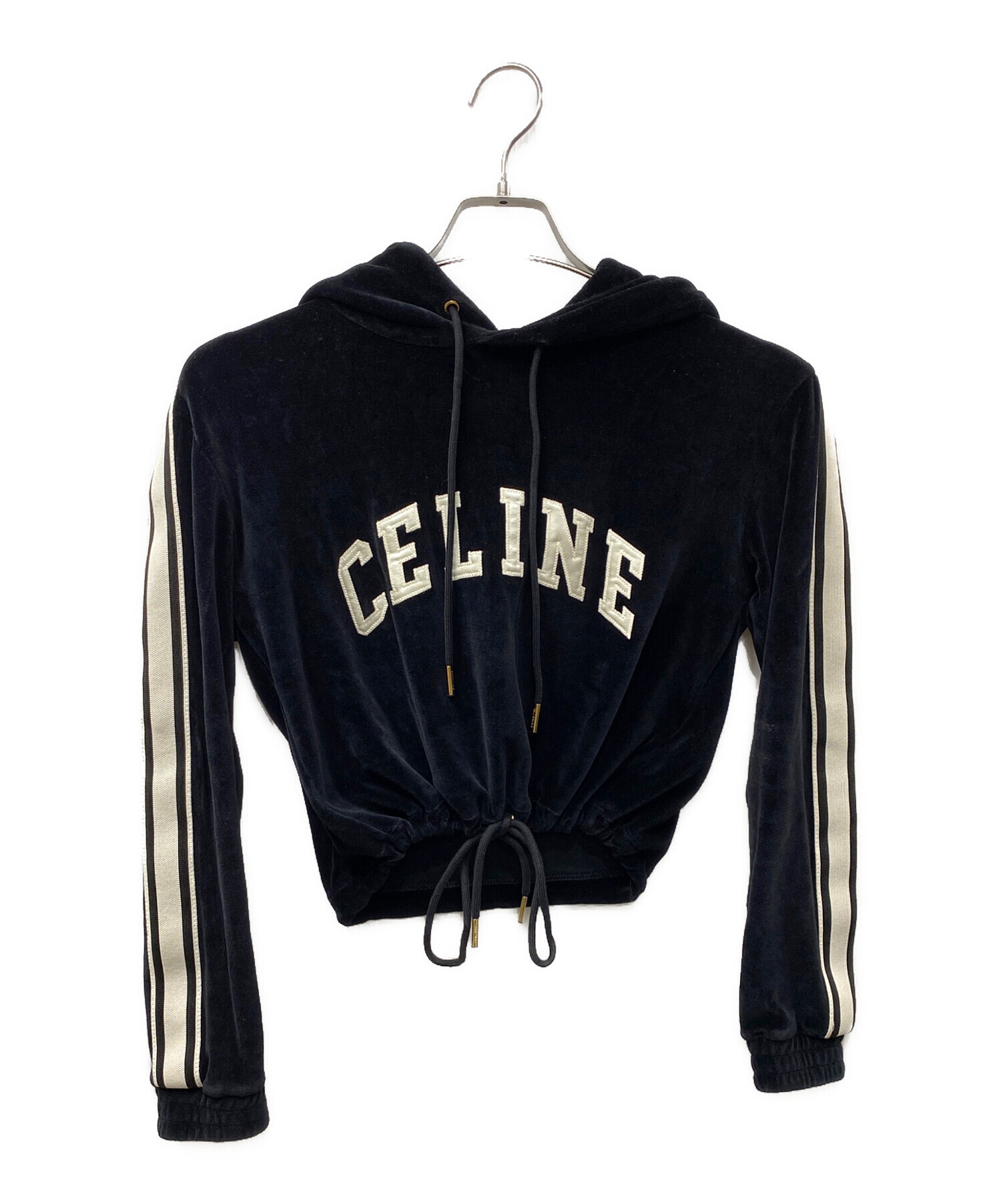 中古・古着通販】CELINE (セリーヌ) ベルベット ロゴプルオーバーパーカー ブラック サイズ:XS｜ブランド・古着通販  トレファク公式【TREFAC FASHION】スマホサイト