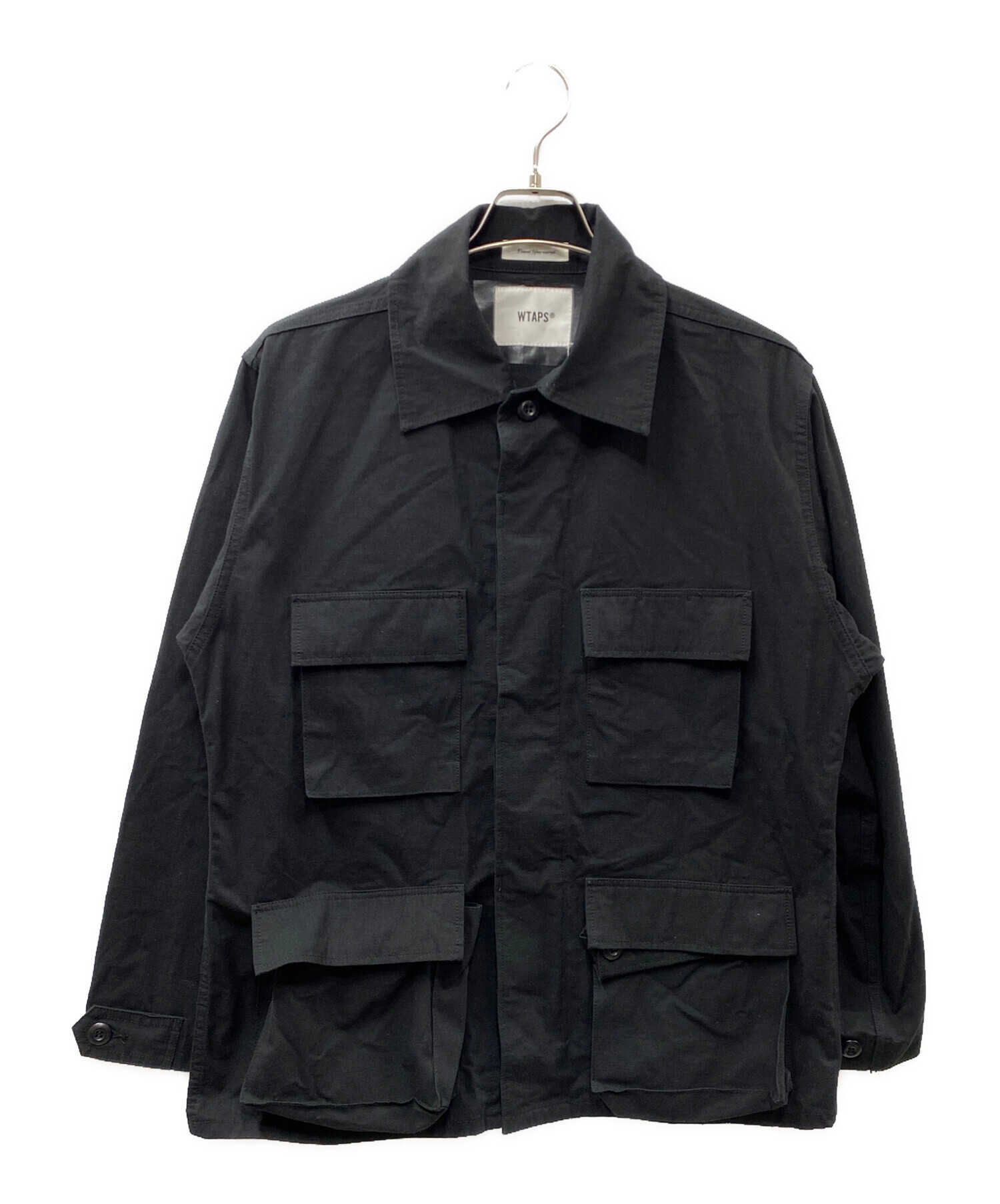 中古・古着通販】WTAPS (ダブルタップス) WMILL-LS 01 SHIRT.NYCO.RIPSTOP リップストップミリタリーシャツジャケット  ブラック サイズ:2｜ブランド・古着通販 トレファク公式【TREFAC FASHION】スマホサイト