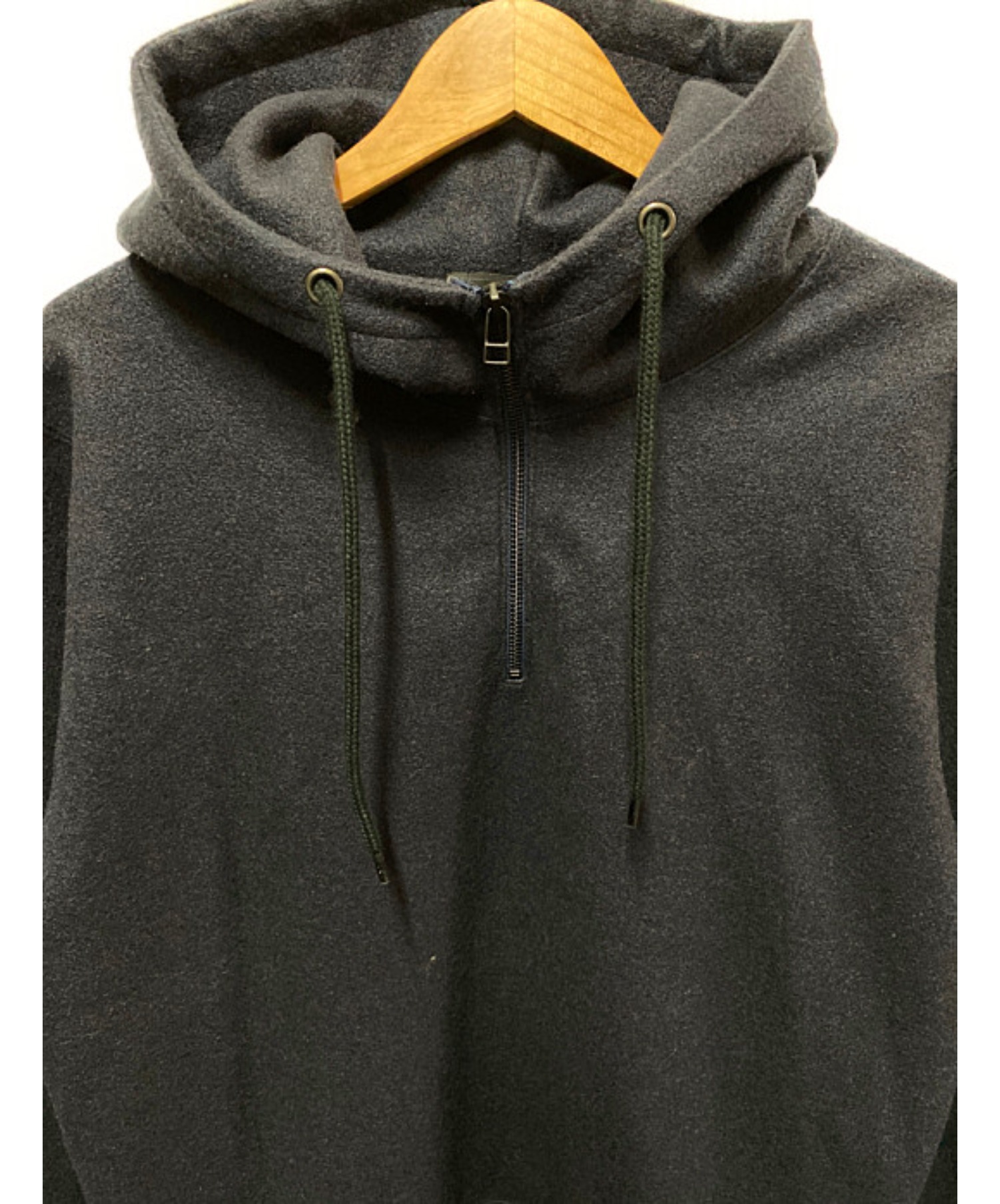 SOPHNET. (ソフネット) KNIT MELTON HALF-ZIP HOODIE ネイビー サイズ:S