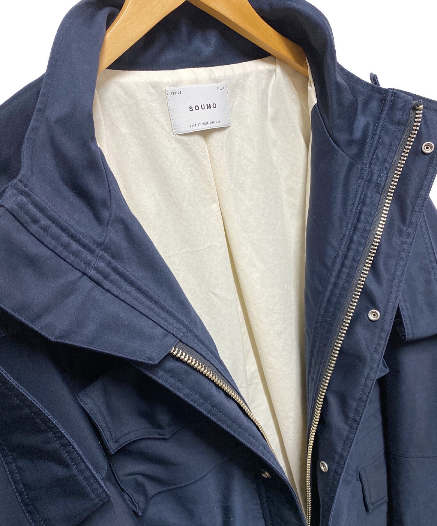 SOUMO (ソウモ) FIELD JACKET / GIZA MOLESKIN CLOTH ネイビー サイズ:03