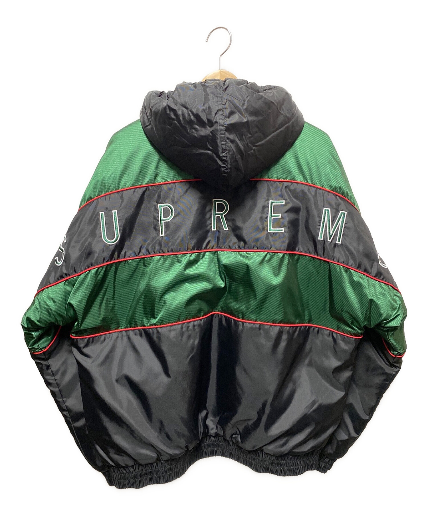 SUPREME (シュプリーム) Sports Piping Puffy Jacket グリーン×ブラック サイズ:М