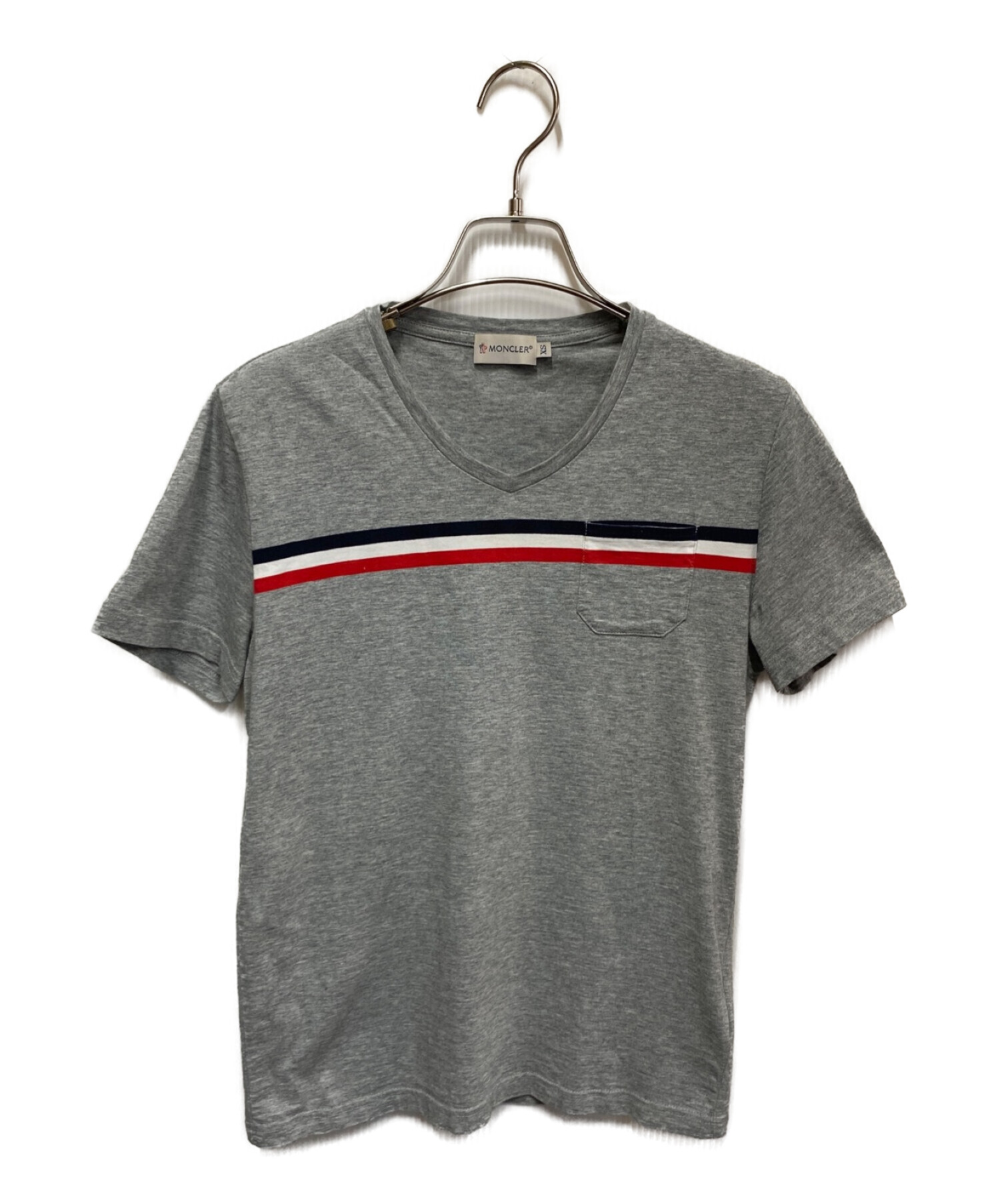 MONCLER (モンクレール) VネックTシャツ グレー サイズ:XS