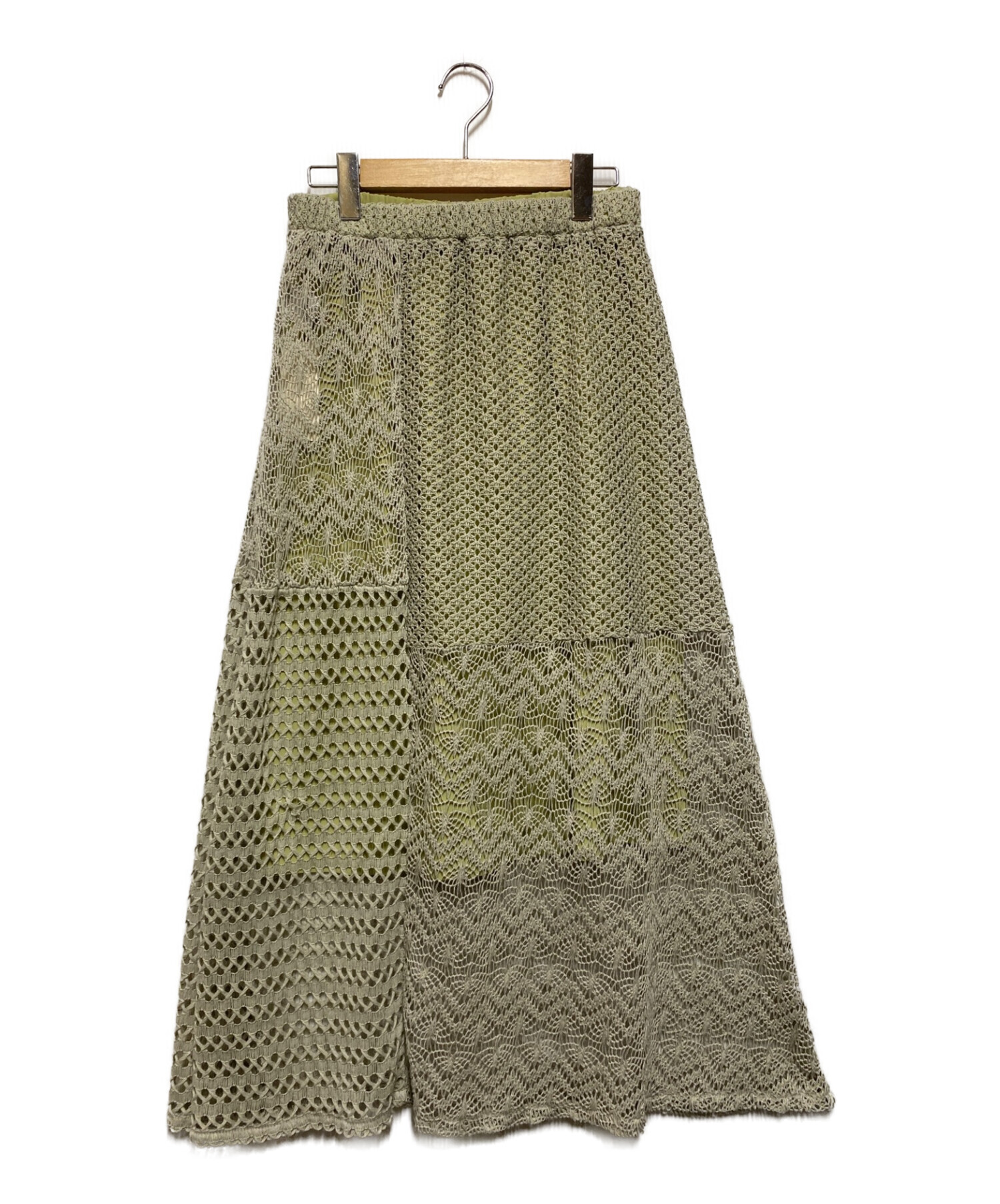 mylanka (ミランカ) 透かし編みスカート グリーン サイズ:38 未使用品