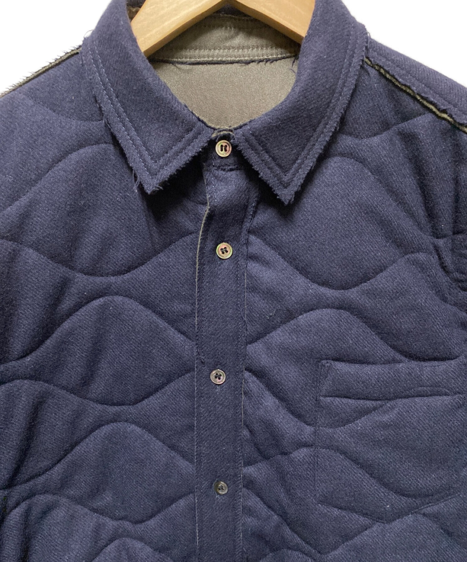 sacai (サカイ) ウールキルティングシャツジャケット ネイビー サイズ:3