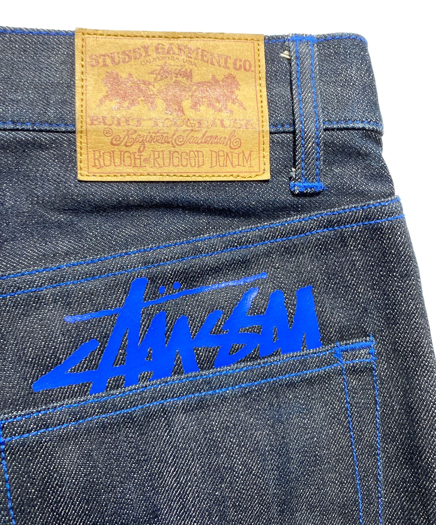 stussy (ステューシー) ロゴプリントデニムハーフパンツ インディゴ サイズ:30