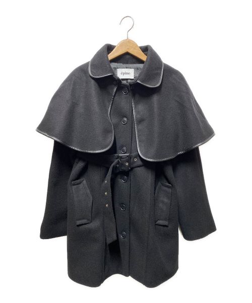 épine piping cape 2way coat black-